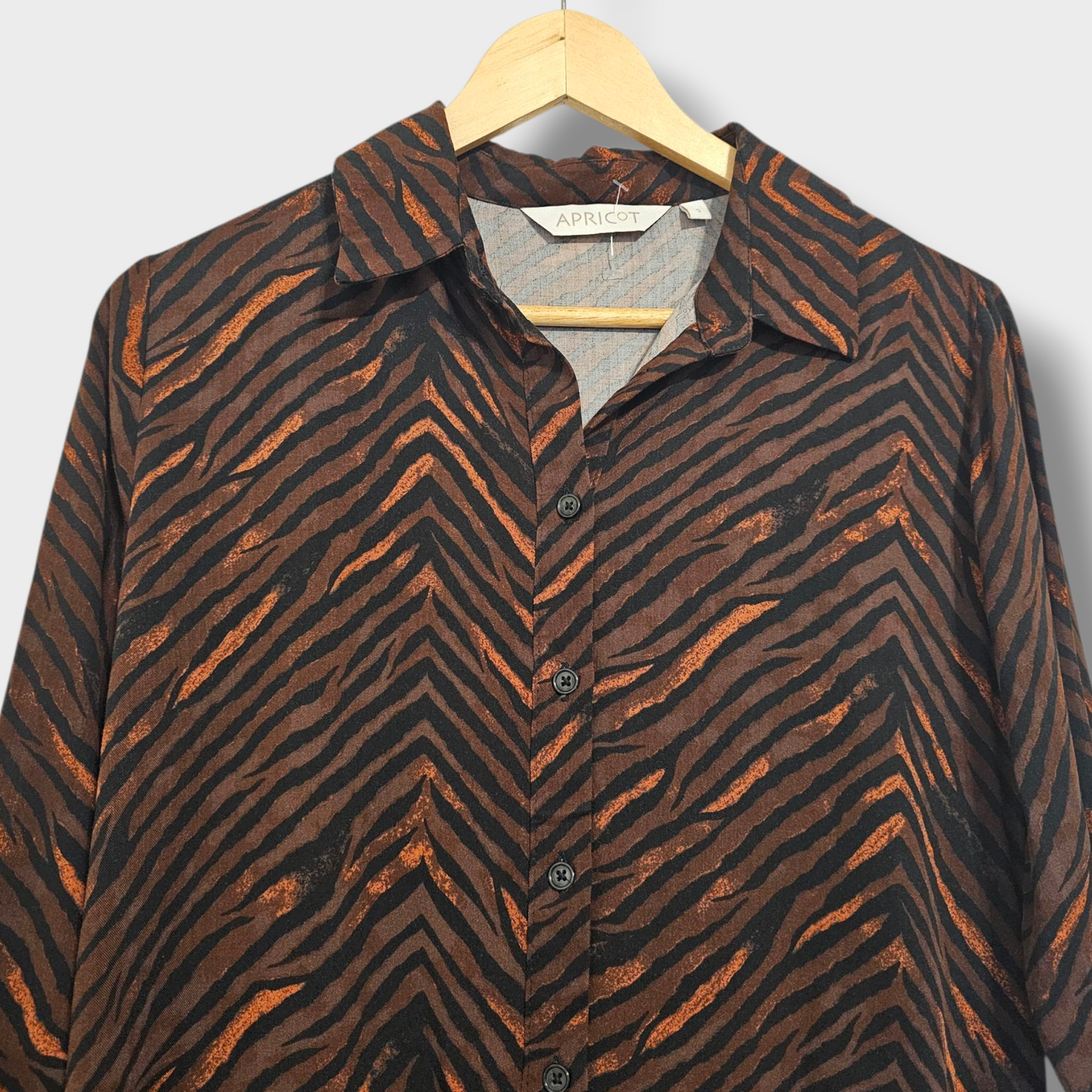 Apricot Animal Print Shirt Dress – Size Small