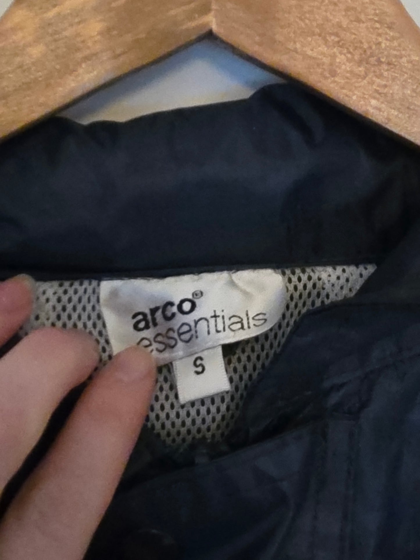 Arco Essentials Navy Blue Rain Coat Size Small Hidden Hood