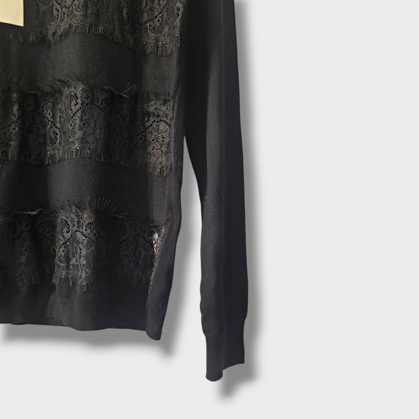 Be Blumarine Black Jumper UK 8 – NWT – RRP £414 – Lace Detail Knitwear