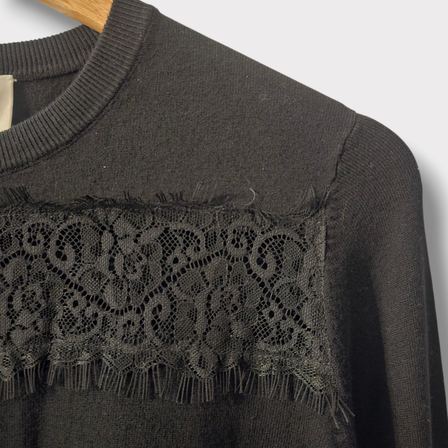 Be Blumarine Black Jumper UK 8 – NWT – RRP £414 – Lace Detail Knitwear