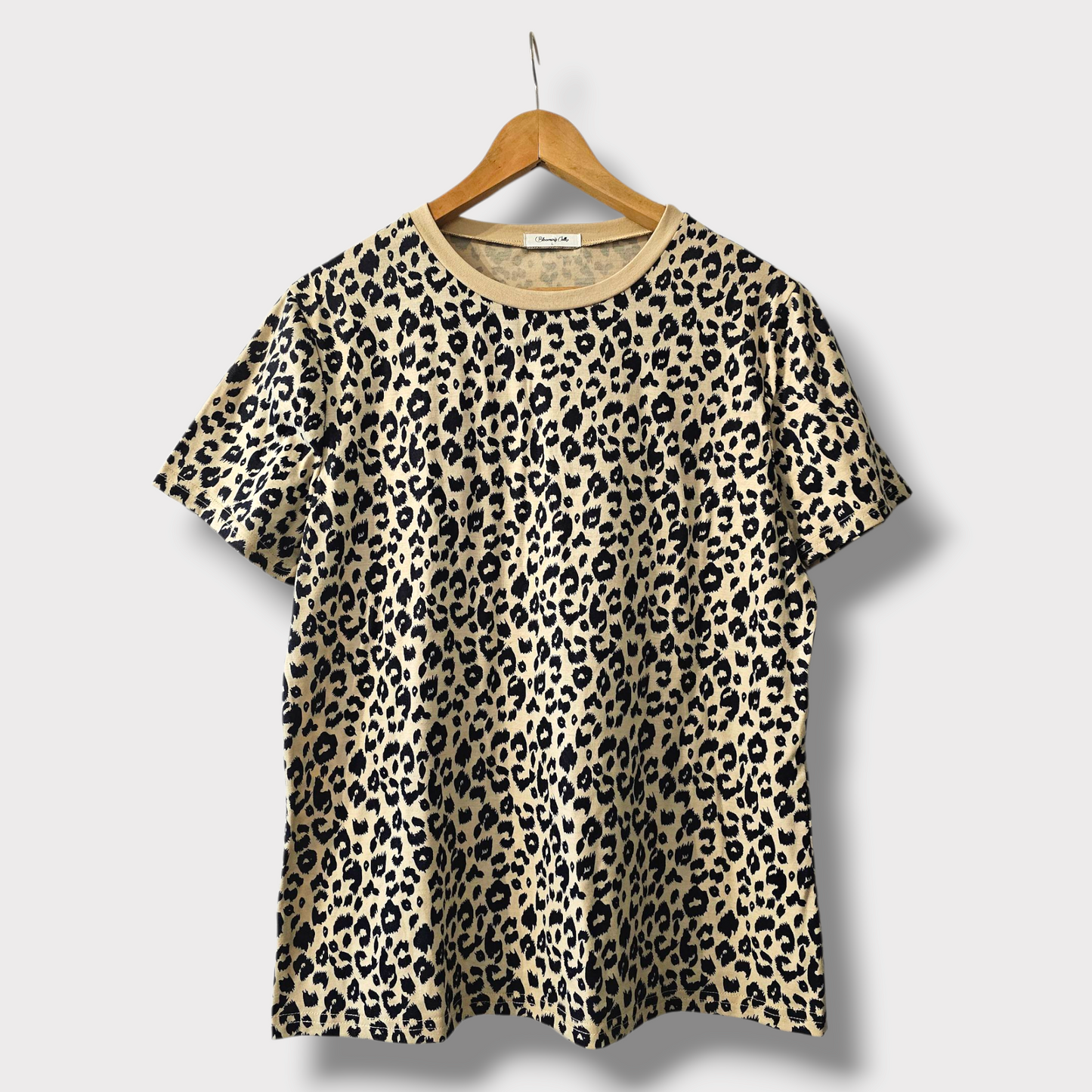 Blooming Jelly Leopard Print T-Shirt – Size L – Soft Rayon Blend