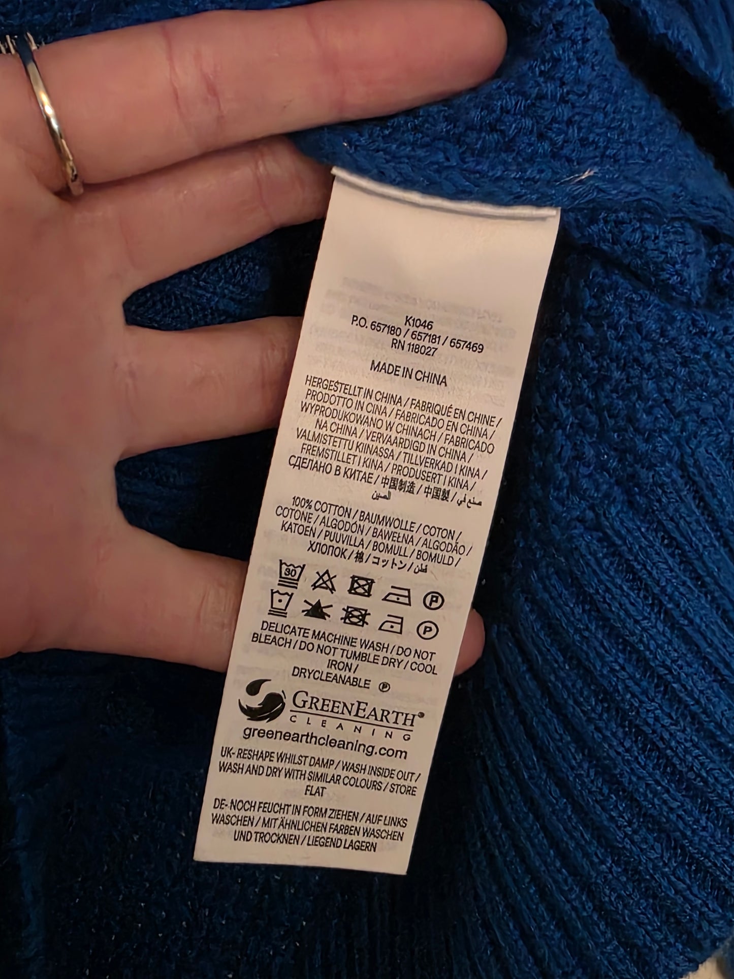 Boden Blue Callie Crochet Crew Neck Jumper Size Small