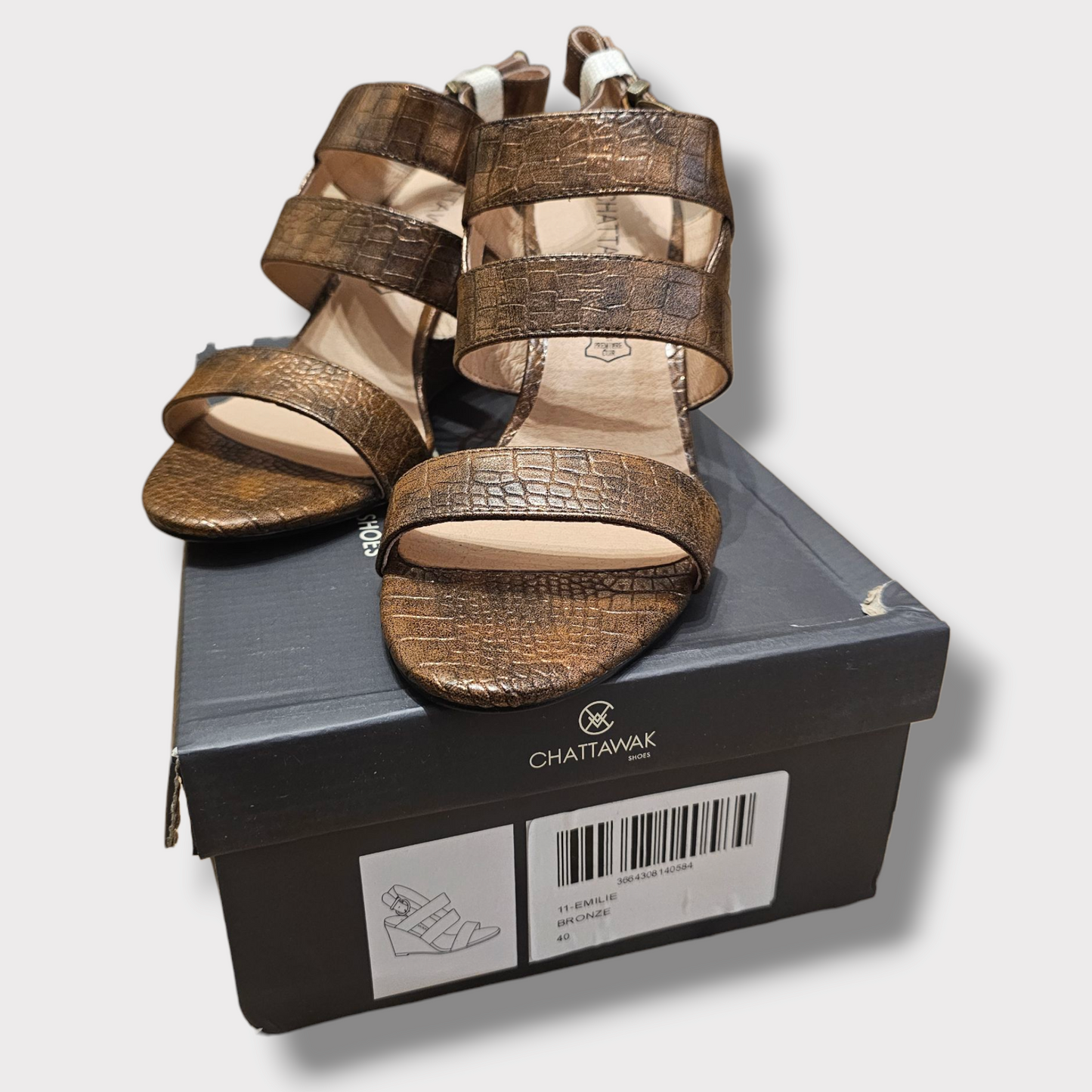 Chattawak 'Emilie' Wedge Heels – Bronze – EU 40 / UK 7 – New in Box