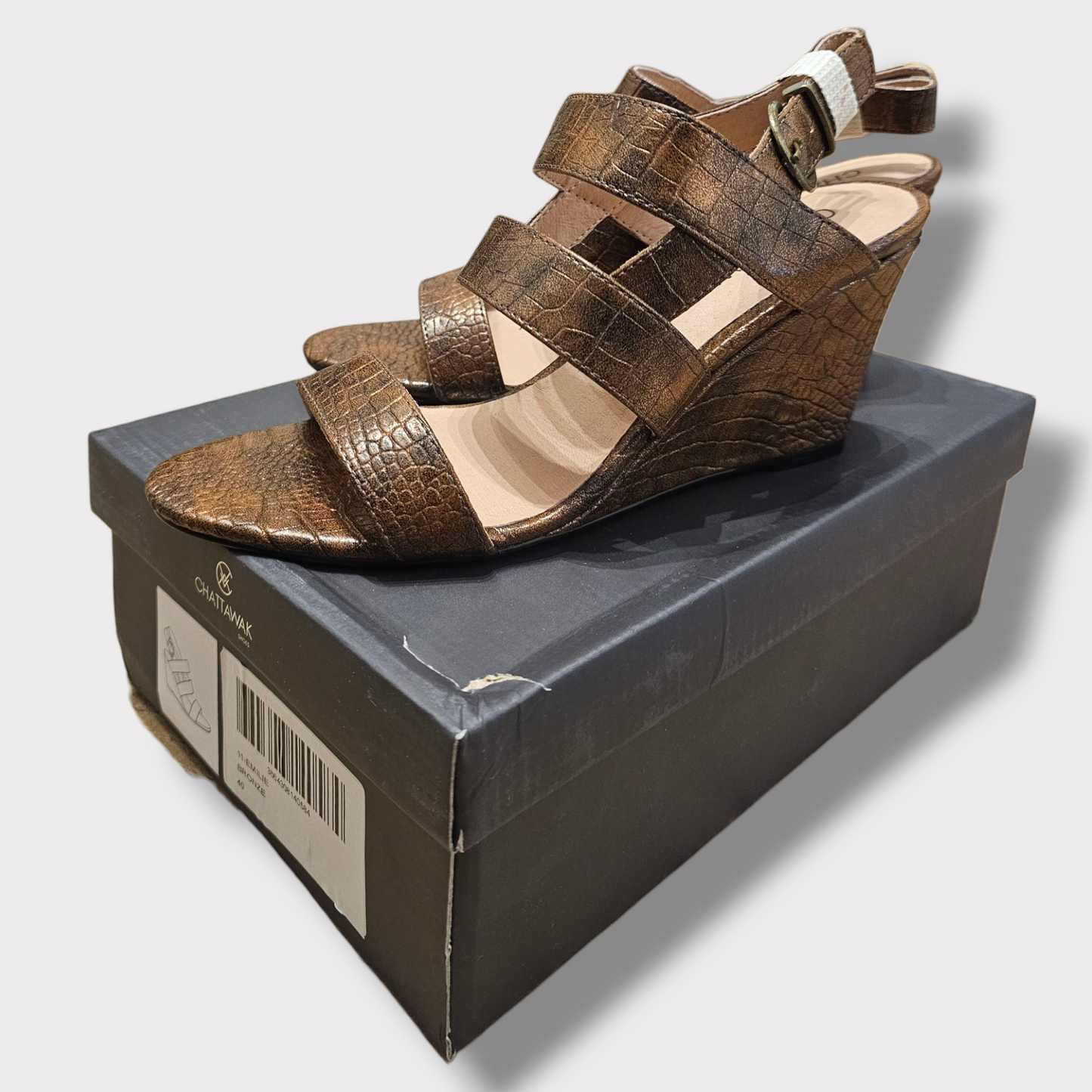 Chattawak 'Emilie' Wedge Heels – Bronze – EU 40 / UK 7 – New in Box