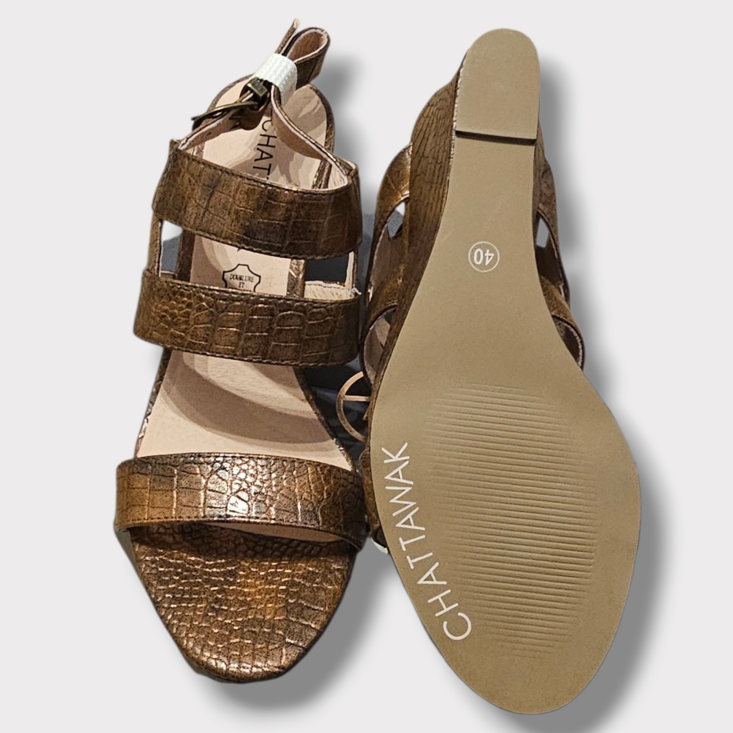 Chattawak 'Emilie' Wedge Heels – Bronze – EU 40 / UK 7 – New in Box