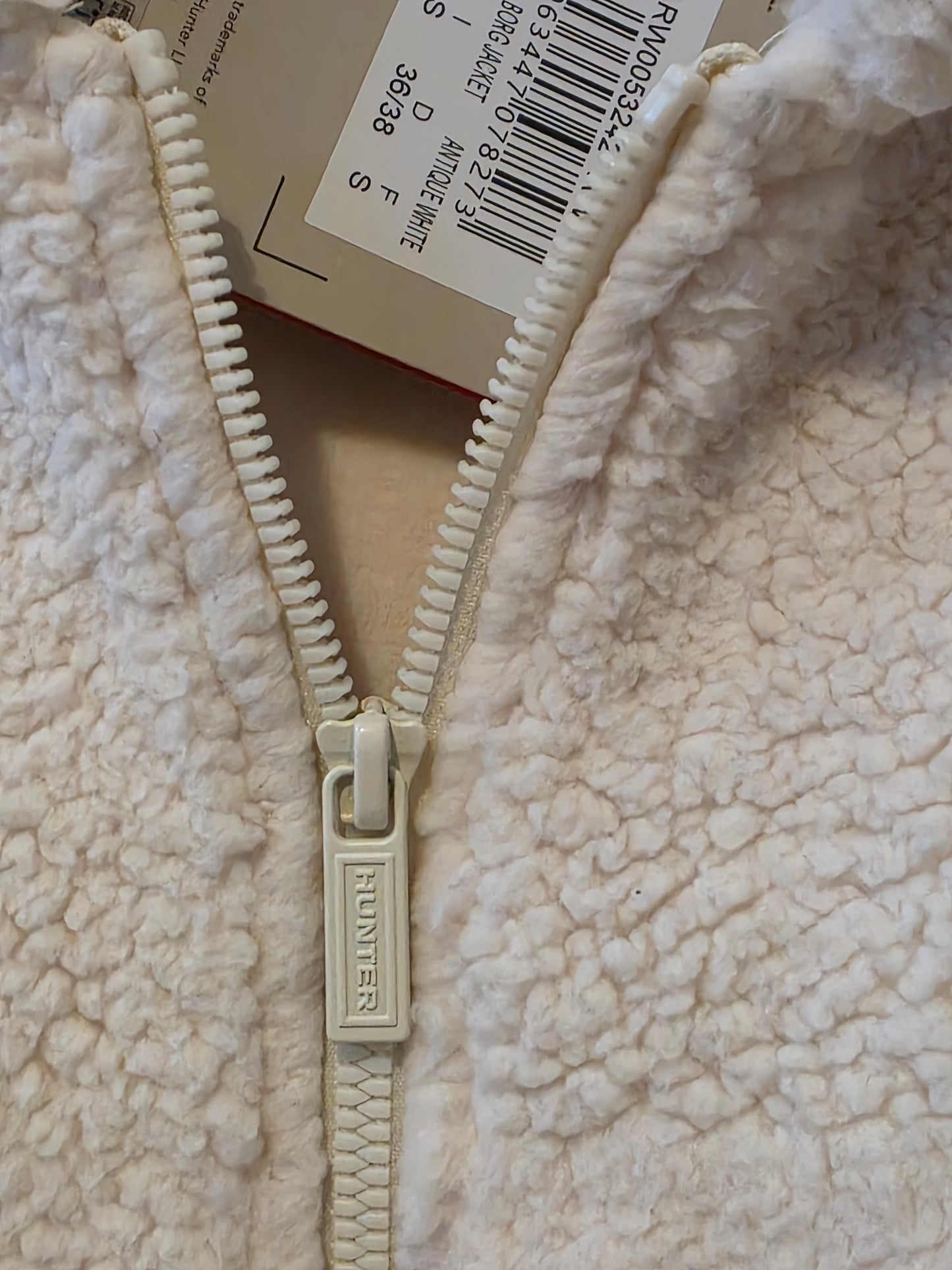 Ecru Hunter Borg Jacket with Hood Full Zip Size Small New