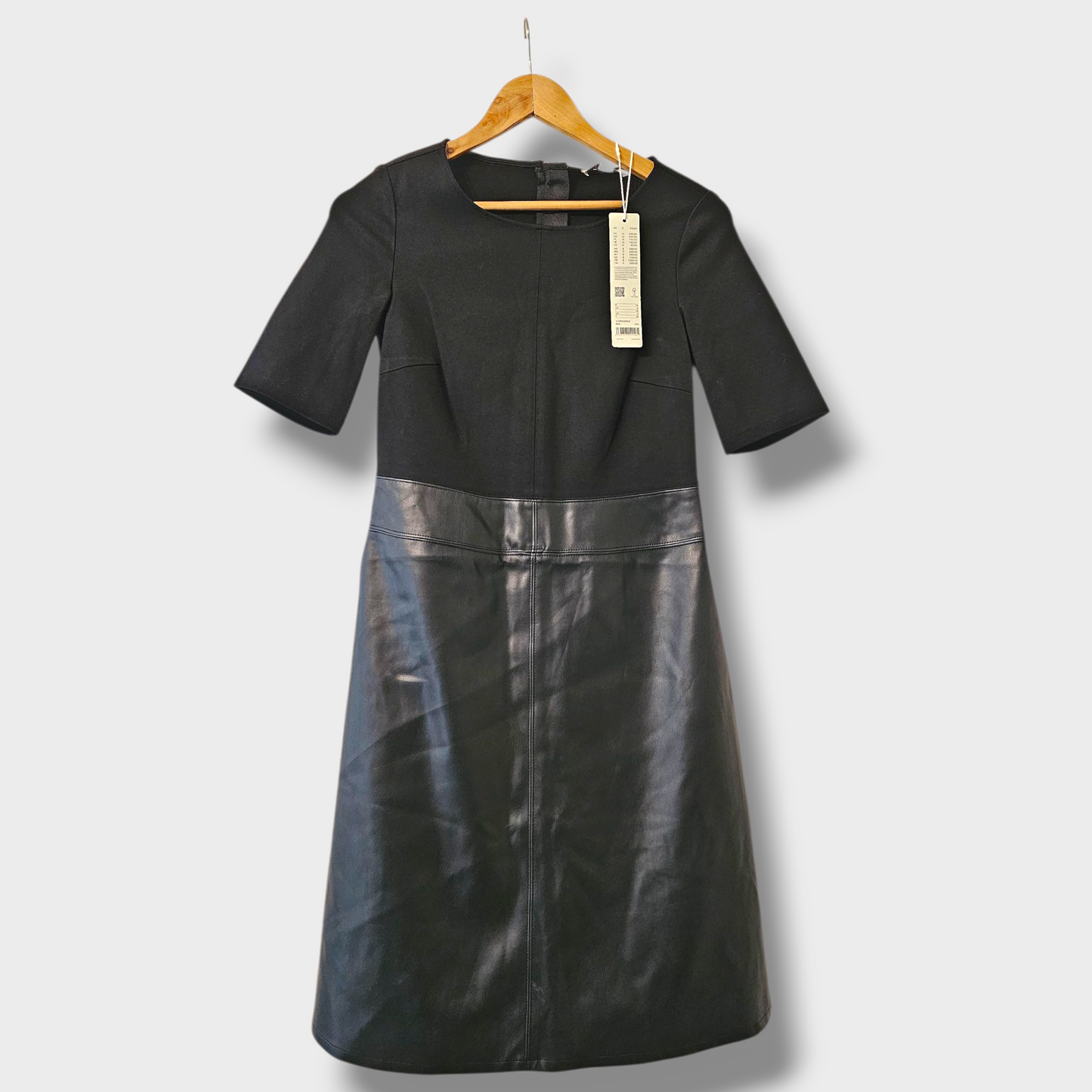 Esprit Black Faux Leather Panel Dress – UK 8 – New with Tags