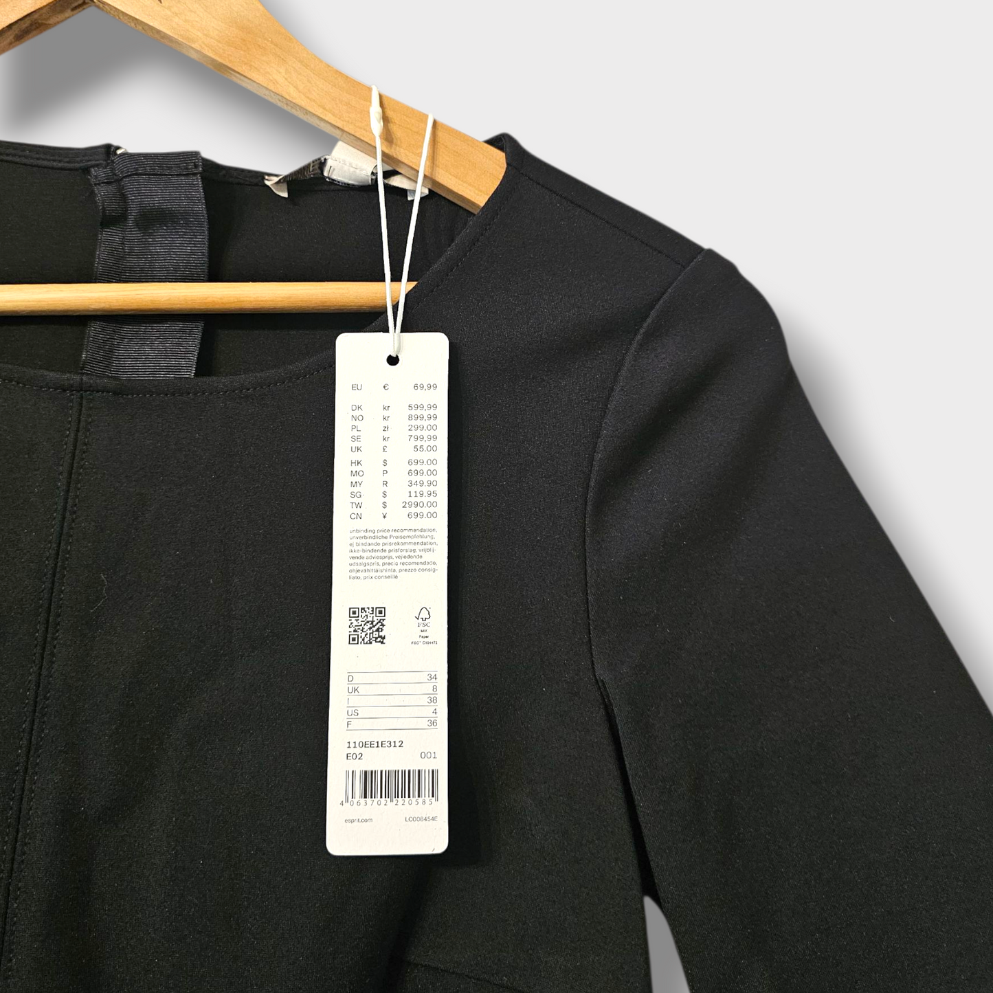 Esprit Black Faux Leather Panel Dress – UK 8 – New with Tags
