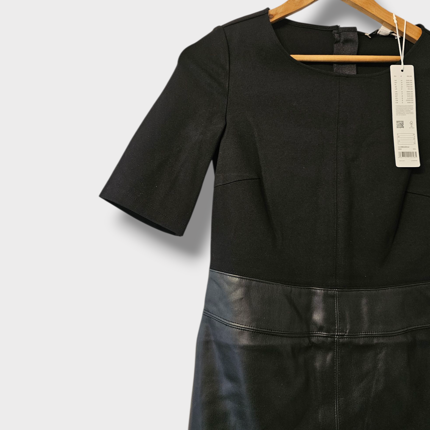Esprit Black Faux Leather Panel Dress – UK 8 – New with Tags