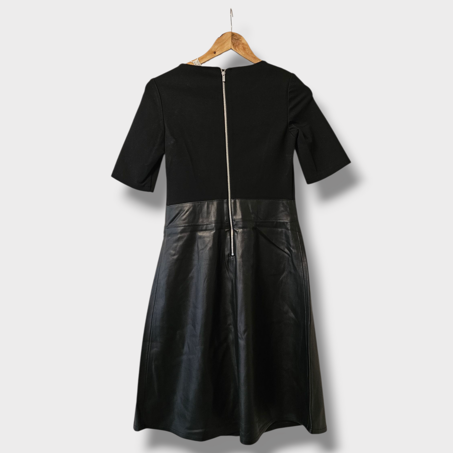Esprit Black Faux Leather Panel Dress – UK 8 – New with Tags