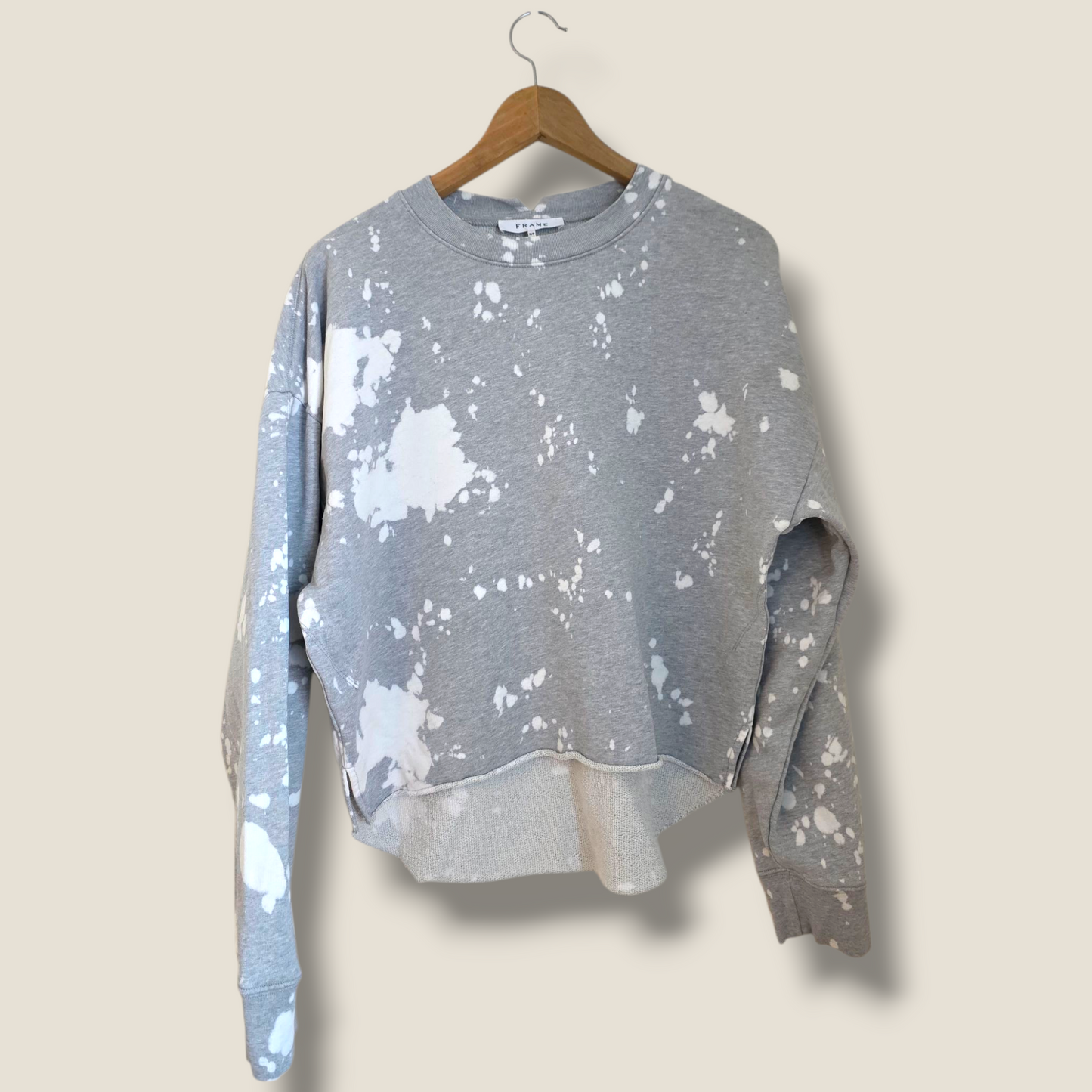 Grey & White Splatter Frame Sweater – Small - 100% Cotton