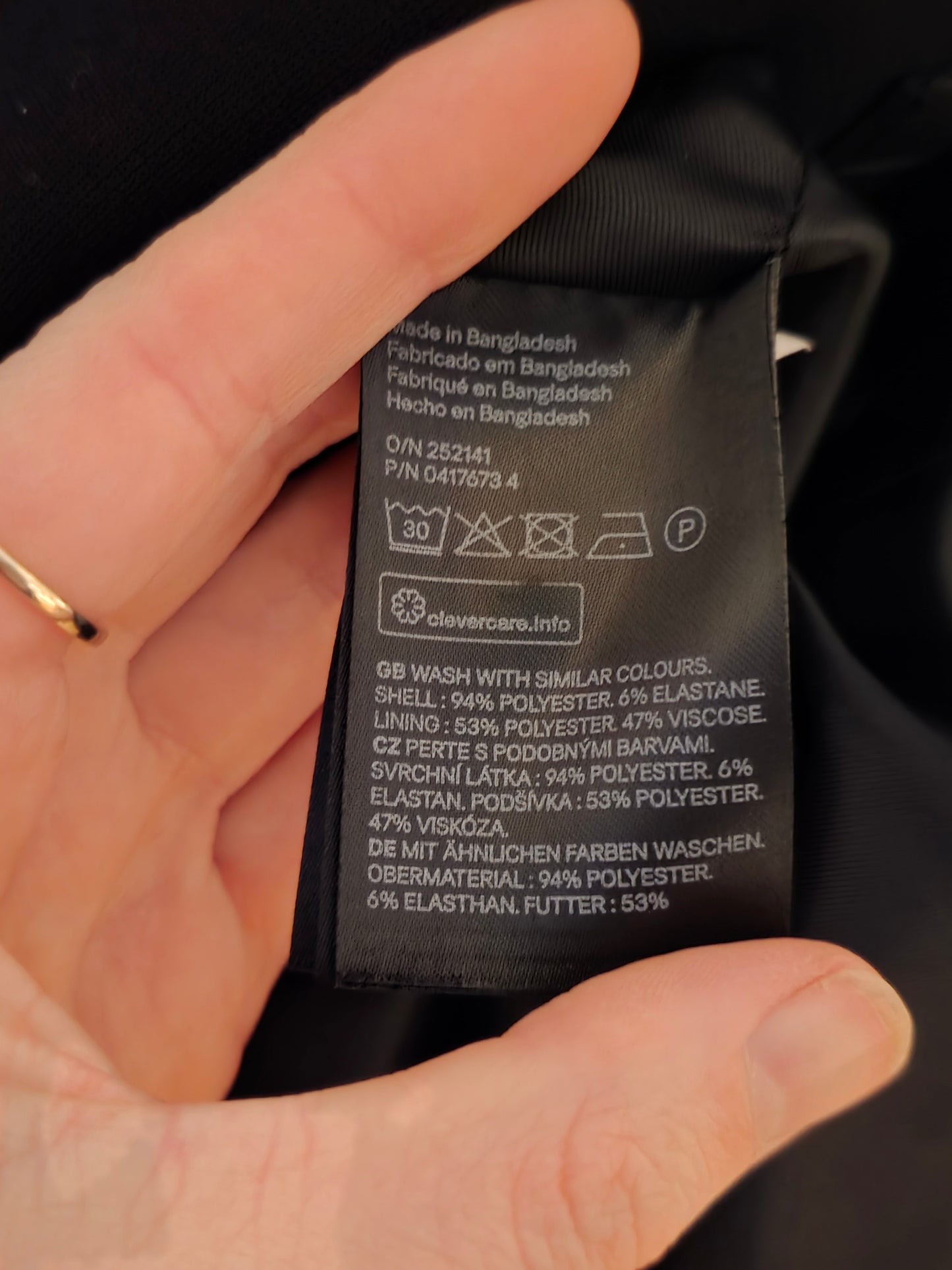 H&M Black Smart Casual Asymmetrical Zipped Coat Size 8