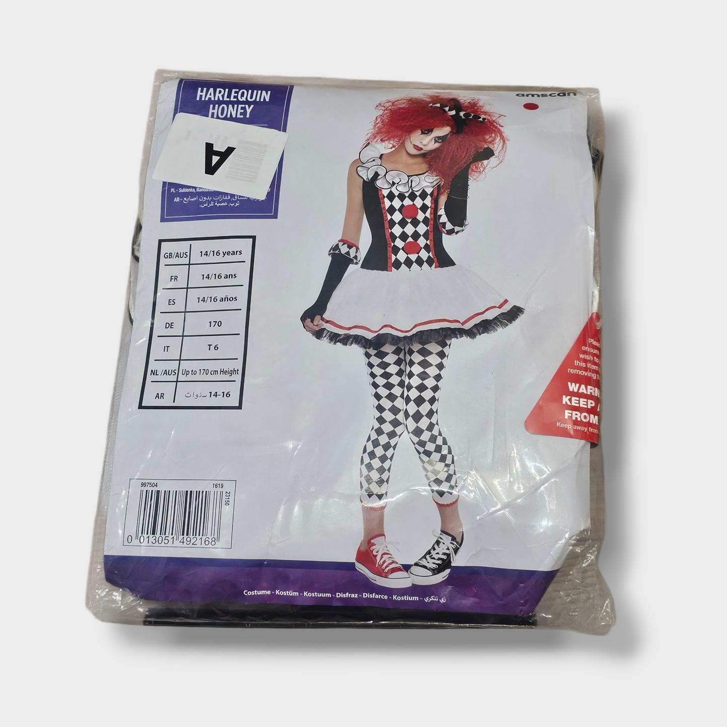 Amscan Harlequin Honey Costume – Age 14-16 Years, New with Tags