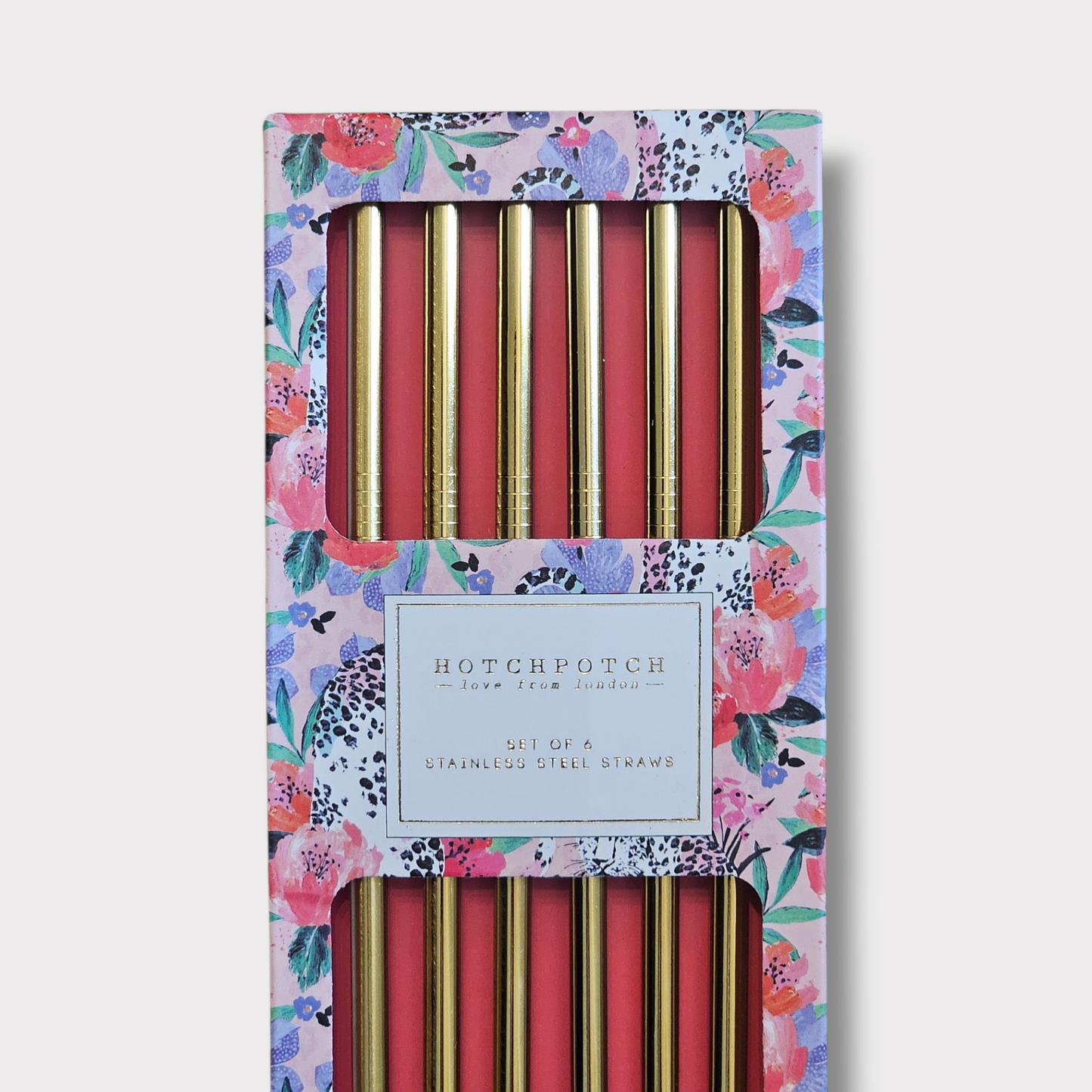 Hotchpotch Set of 6 Gold Stainless Steel Straws – Reusable – NIB – RRP £11.99