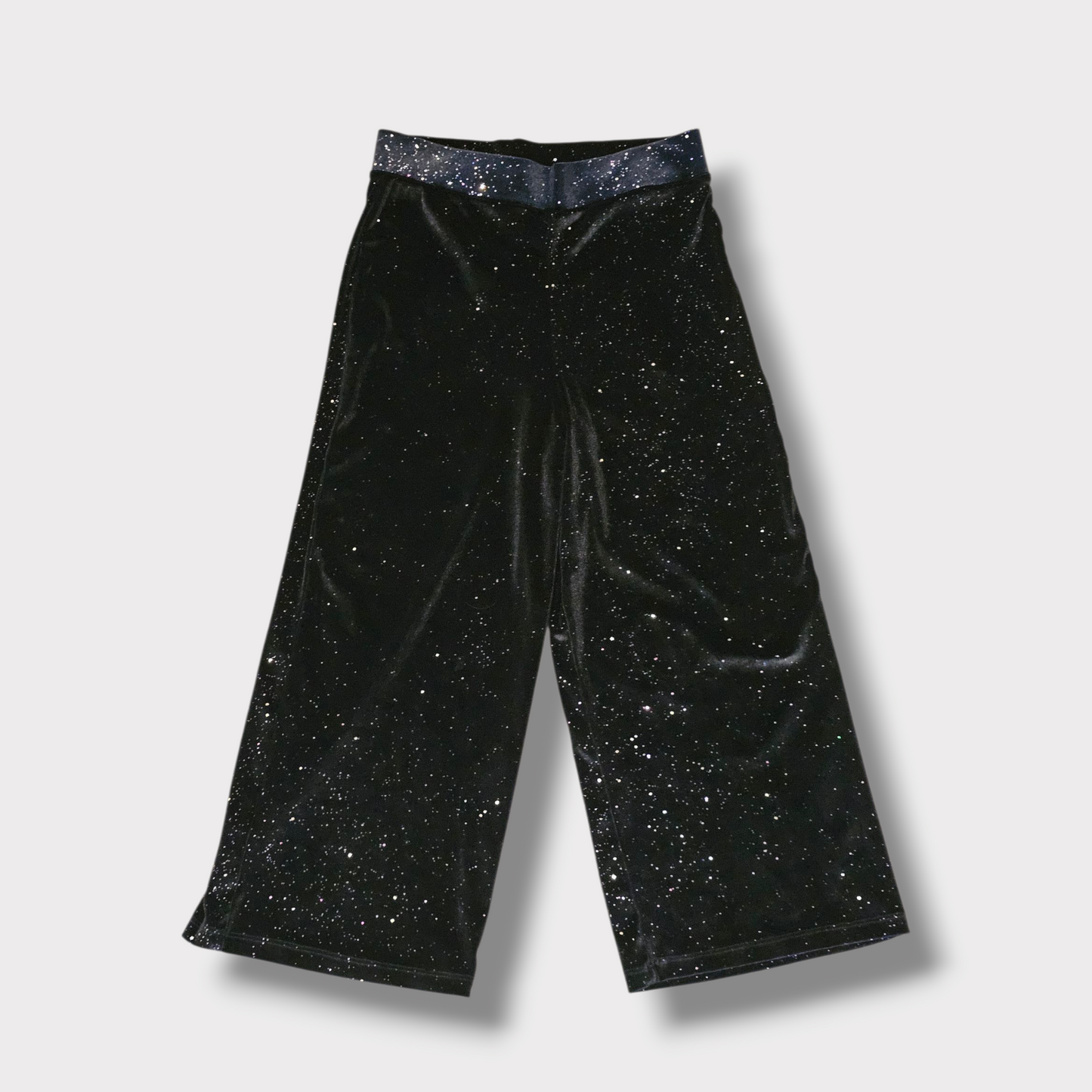 George Girls' Black Glitter Wide-Leg Trousers – Age 8-9 – Sparkle Party Style
