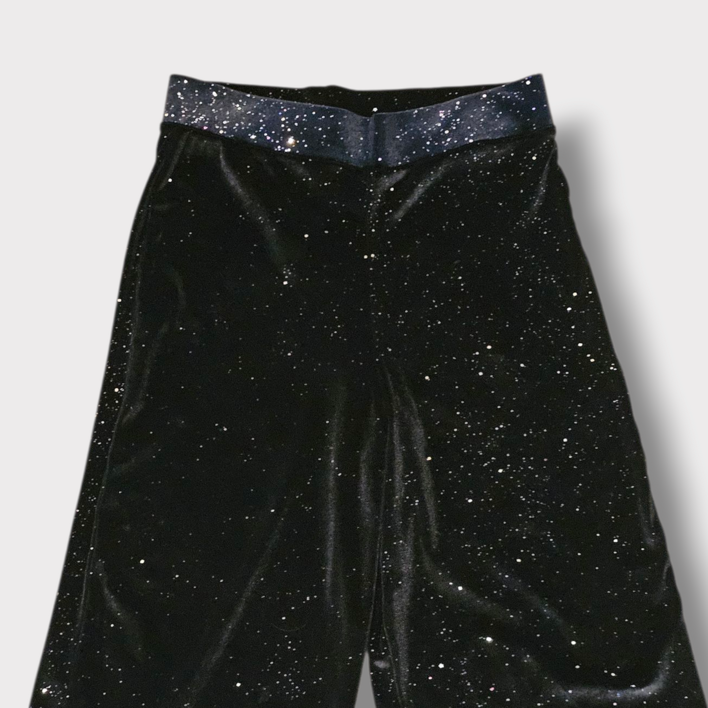George Girls' Black Glitter Wide-Leg Trousers – Age 8-9 – Sparkle Party Style