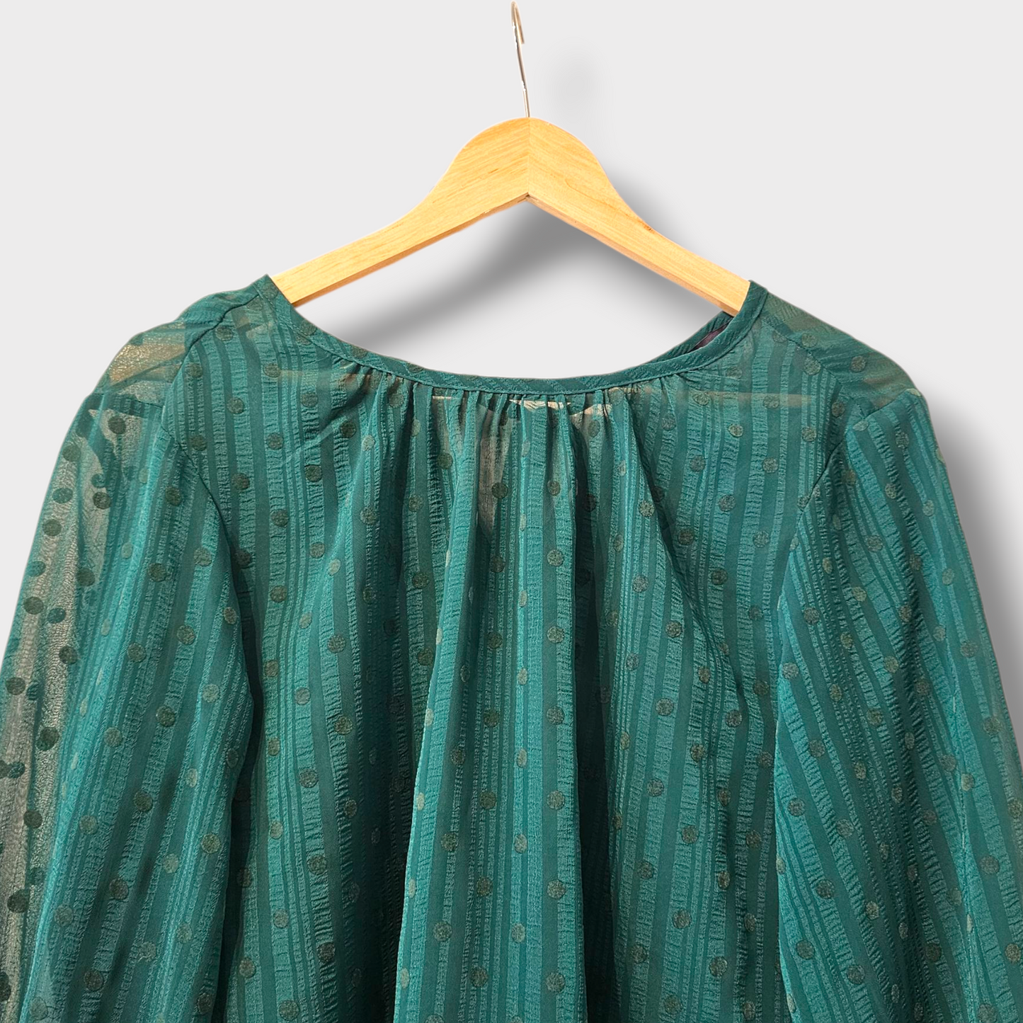 Marks & Spencer Dark Green Polka Dot Blouse – Size 12