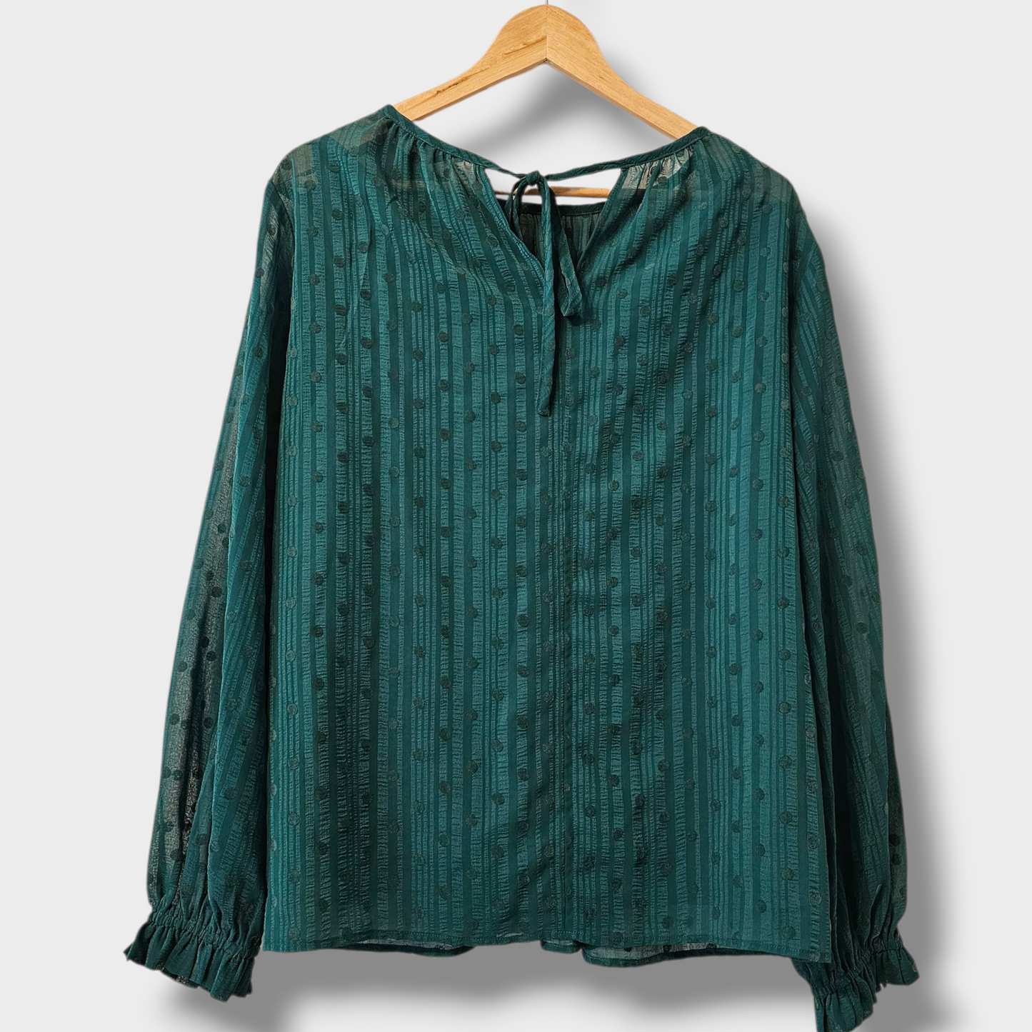 Marks & Spencer Dark Green Polka Dot Blouse – Size 12