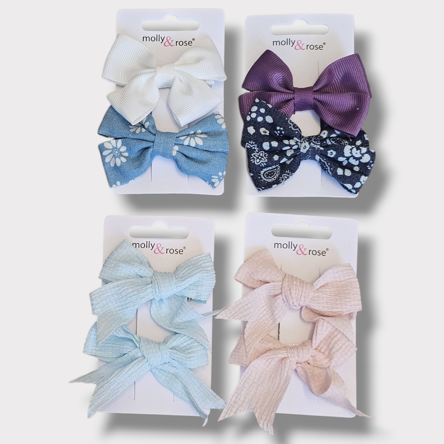 Bundle of 8 Packs Molly & Rose Hair Bows – 16 Bows Total – Brand New – RRP £27.60