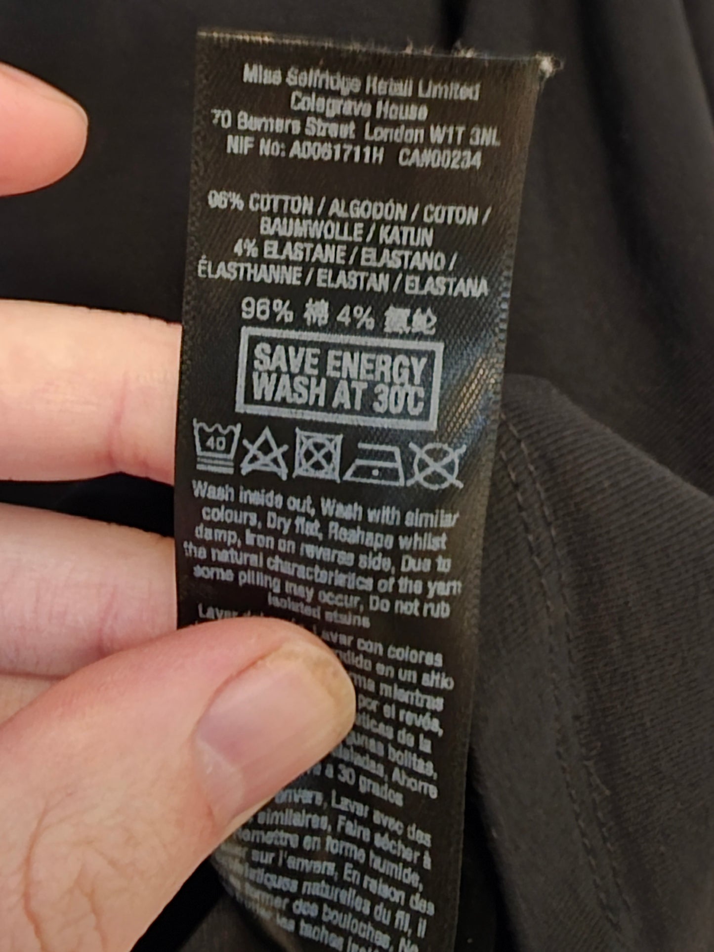 Miss Selfridge Black V-Neck Top Ruffled Sleeve Size 8