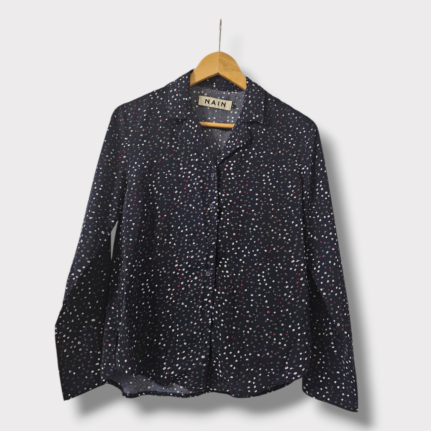 Nain Navy Printed Shirt – Size F (UK 8–10)