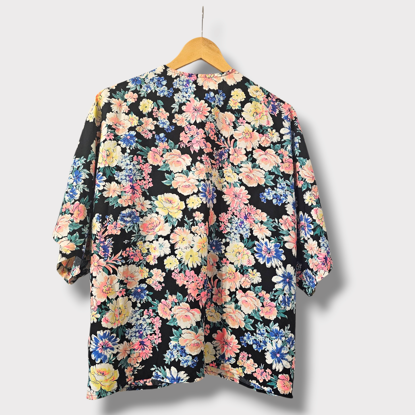 New Look Floral Kimono – Black Multi-Colour – Size UK 8