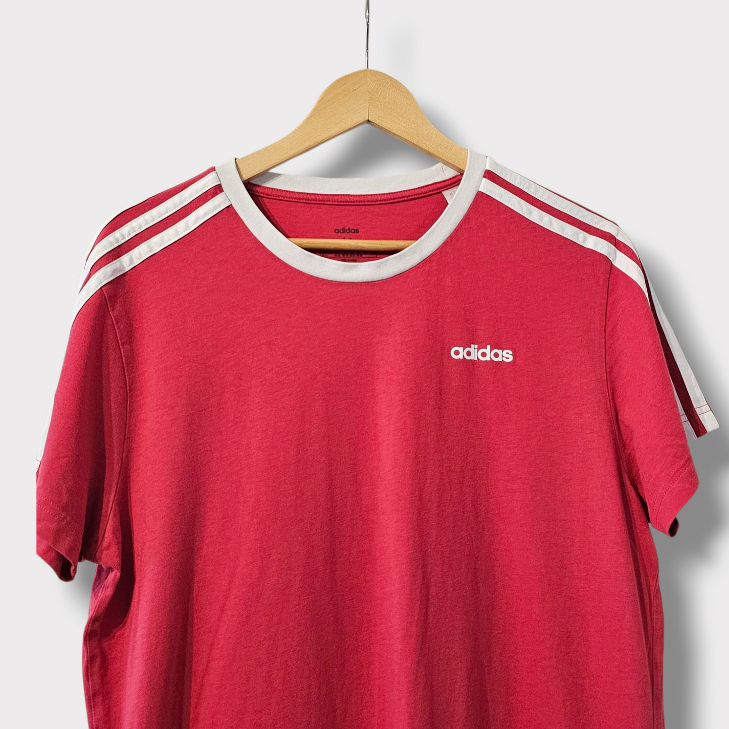 Adidas Pink Triple Stripe T-Shirt – Size M – Classic Sports Style