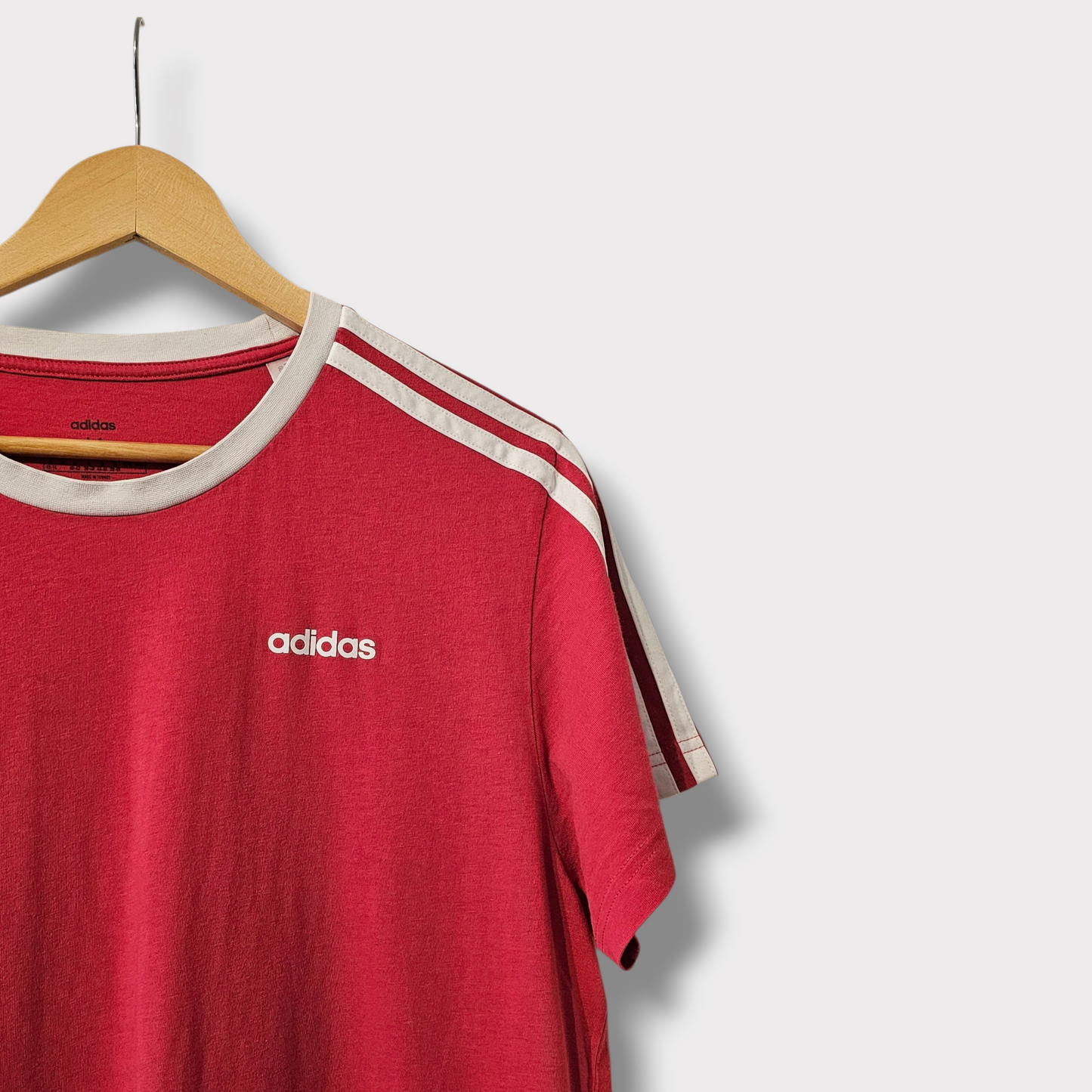 Adidas Pink Triple Stripe T-Shirt – Size M – Classic Sports Style