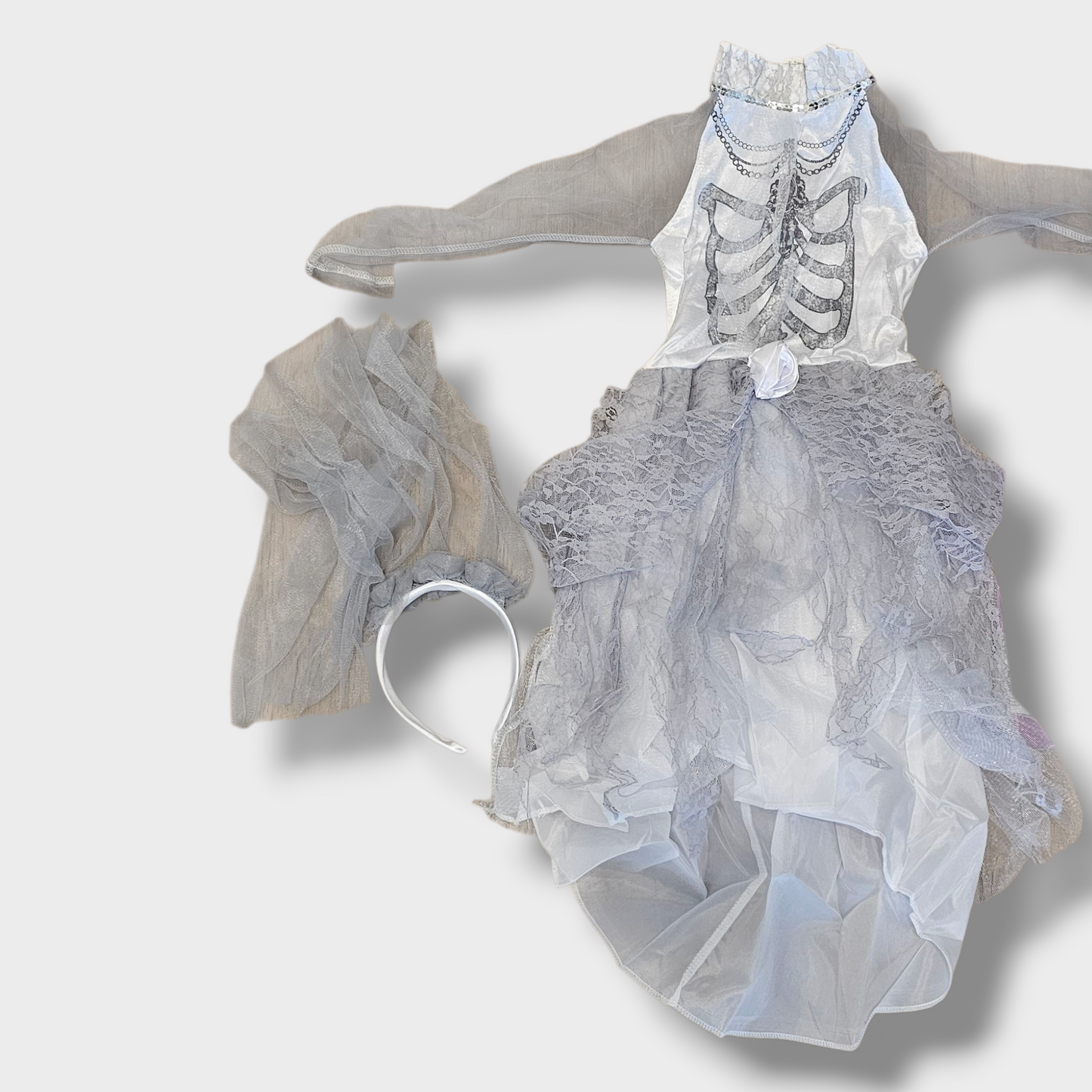 Children’s Skeleton Bride Costume – Age 5-6, New with Tags