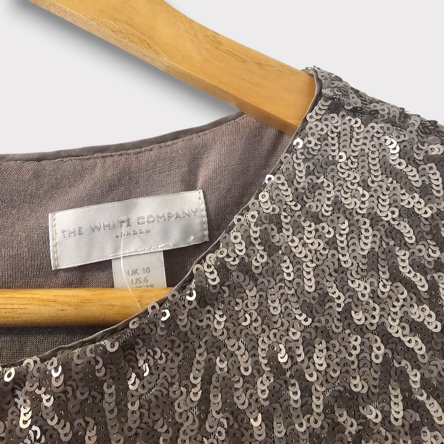 The White Company Sequin Top – Mocha/Taupe – UK 10 – Short Sleeve – Great Condition