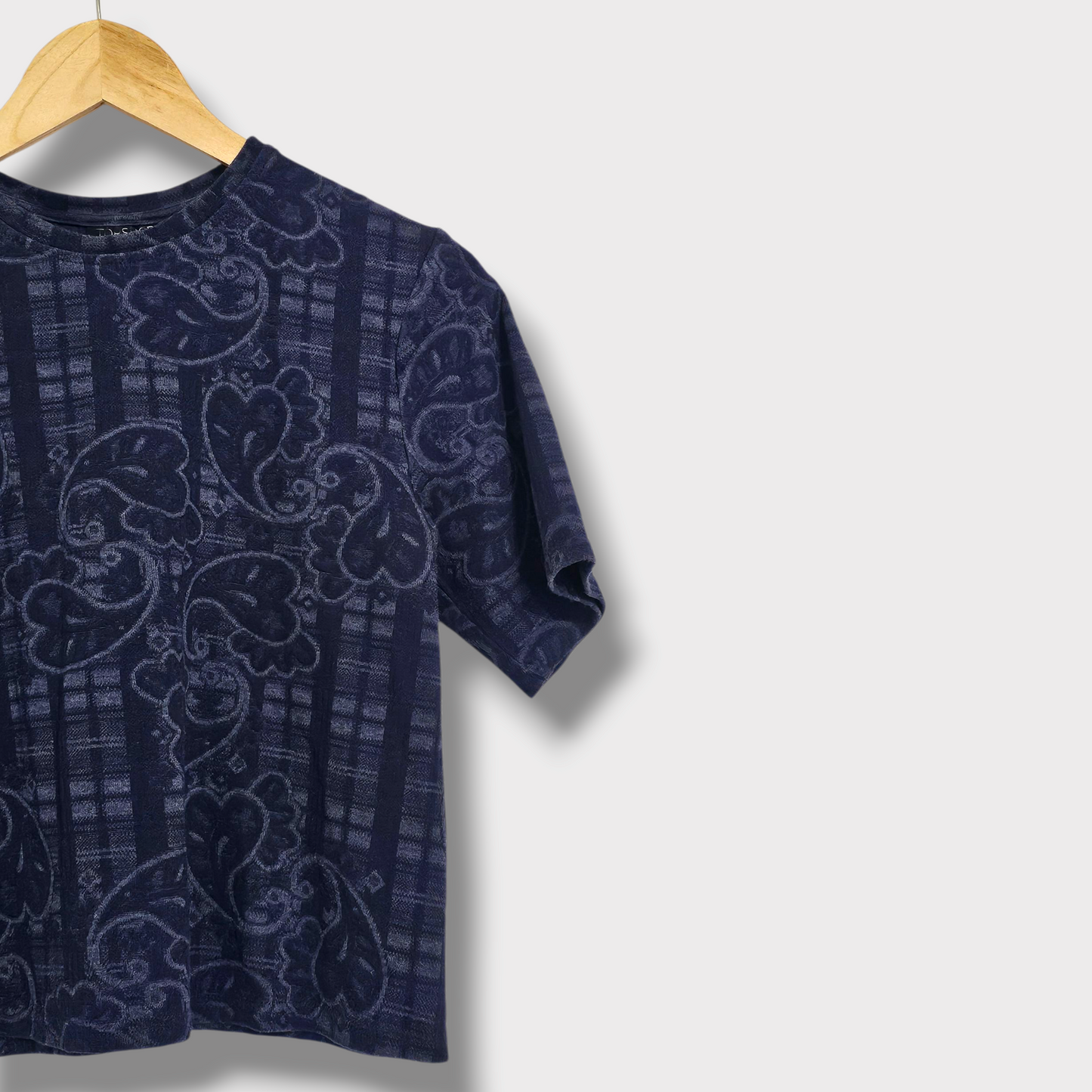 Topshop Blue Paisley Cropped T-Shirt – UK 8