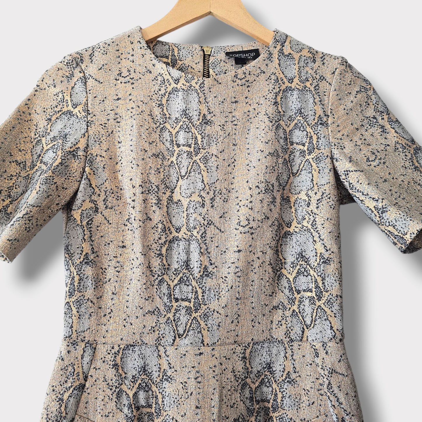 Topshop Metallic Snake Print Dress UK 6 – Animal Print – Immaculate Condition