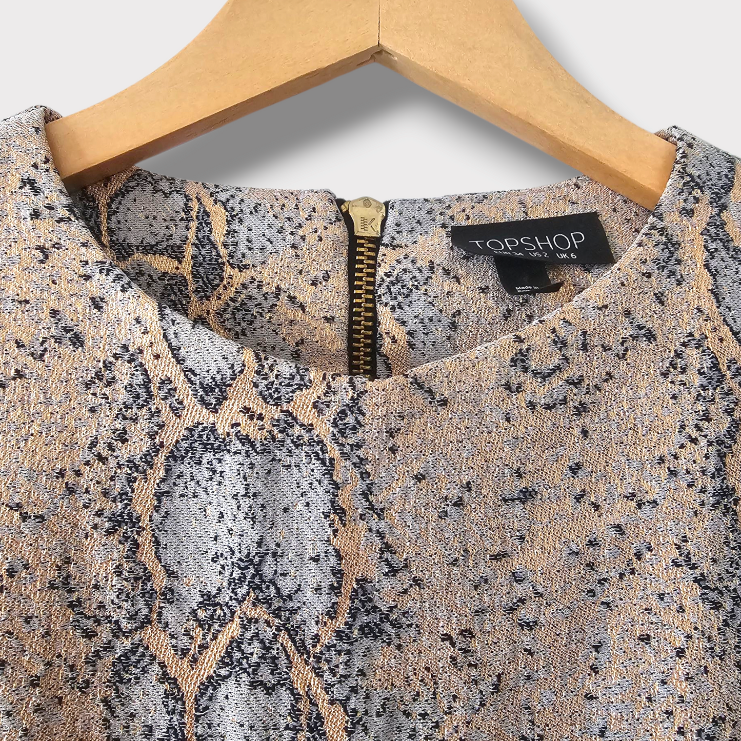 Topshop Metallic Snake Print Dress UK 6 – Animal Print – Immaculate Condition