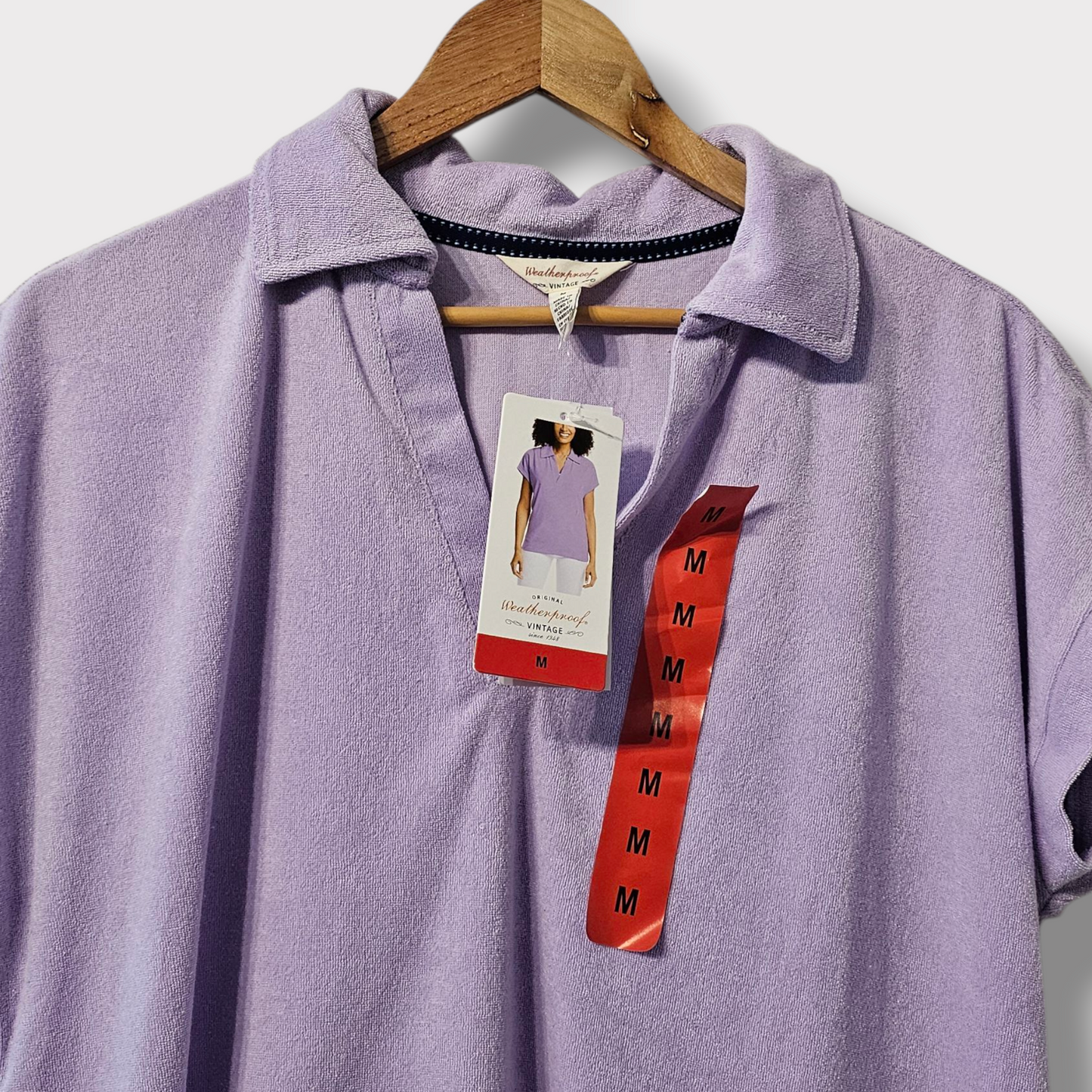 Weatherproof Vintage Lilac Towelling Polo T-Shirt – Size M – NWT