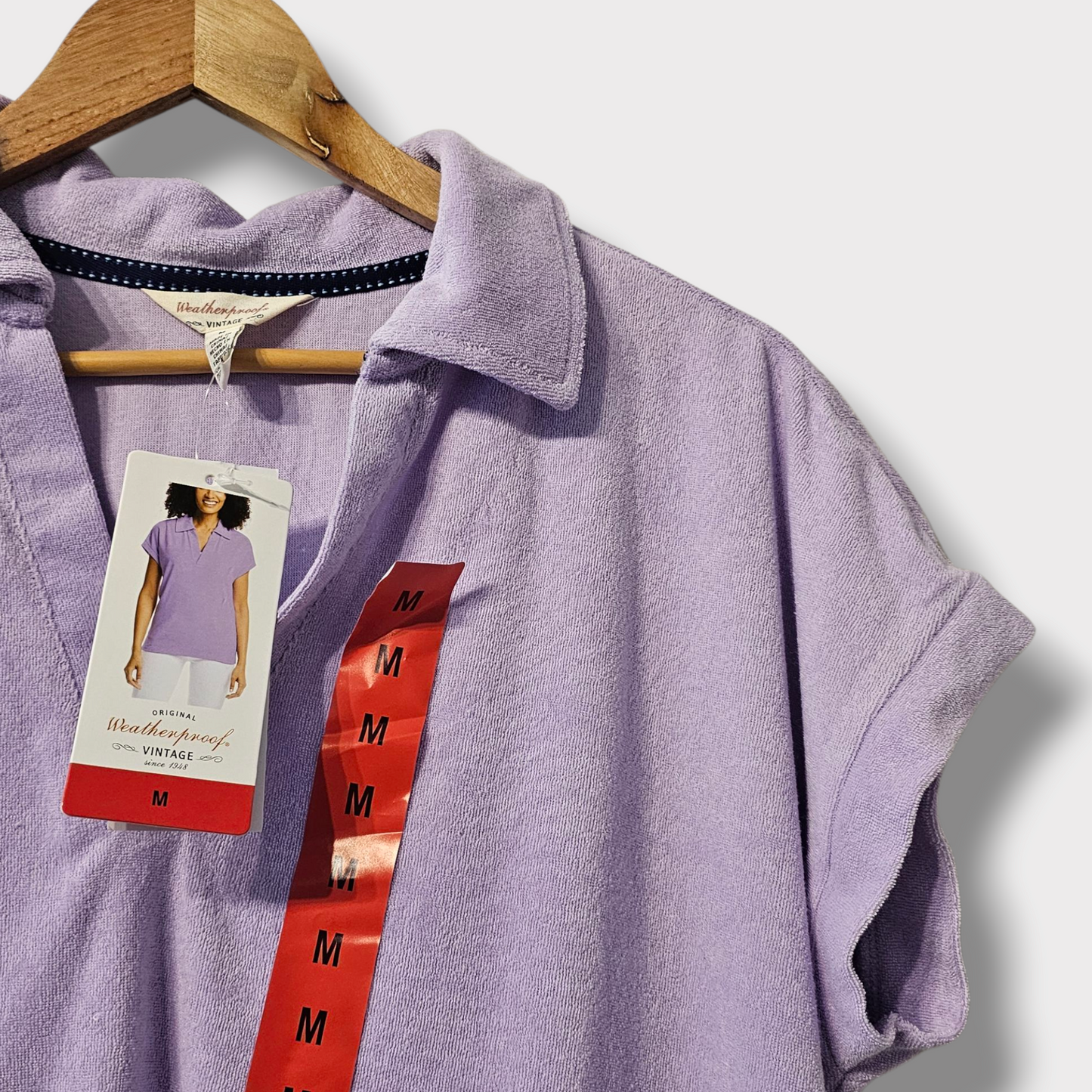 Weatherproof Vintage Lilac Towelling Polo T-Shirt – Size M – NWT