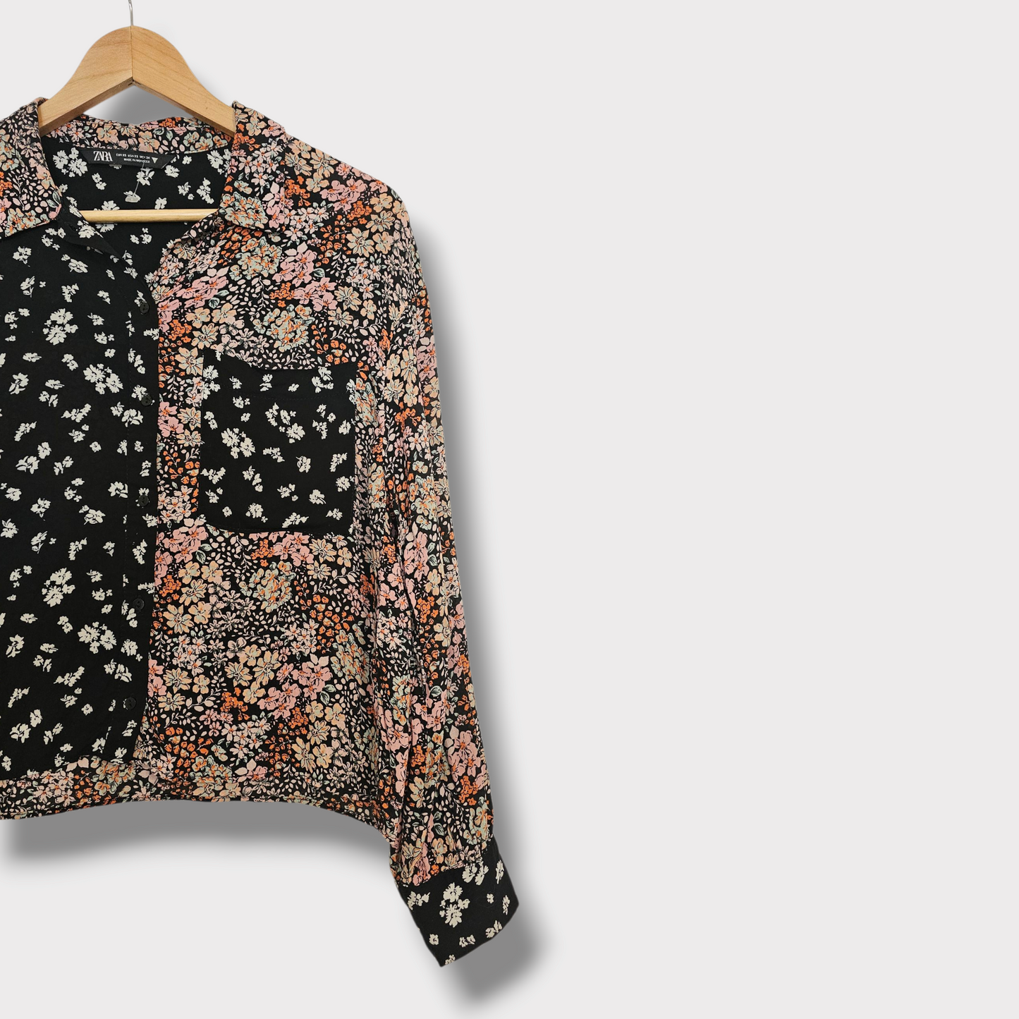 Zara Floral Button-Up Blouse – Size XS (UK 6-8)