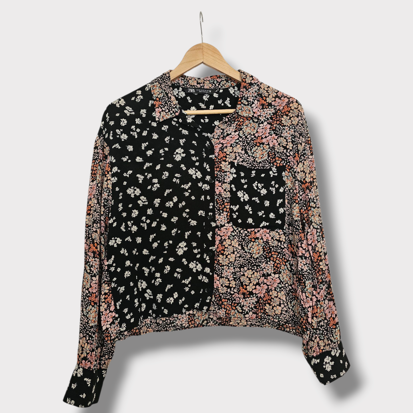 Zara Floral Button-Up Blouse – Size XS (UK 6-8)