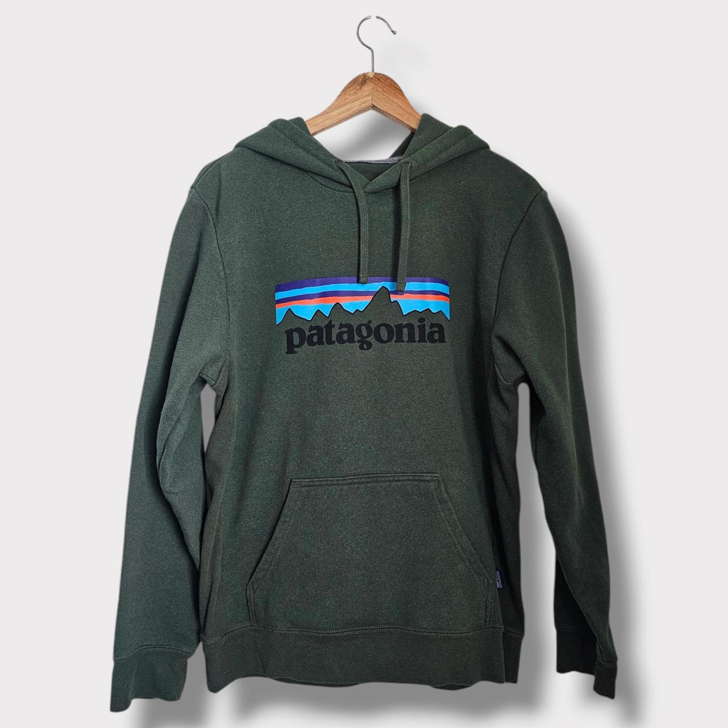 Patagonia Logo Hoodie – Dark Green (Women’s M, Men’s S)