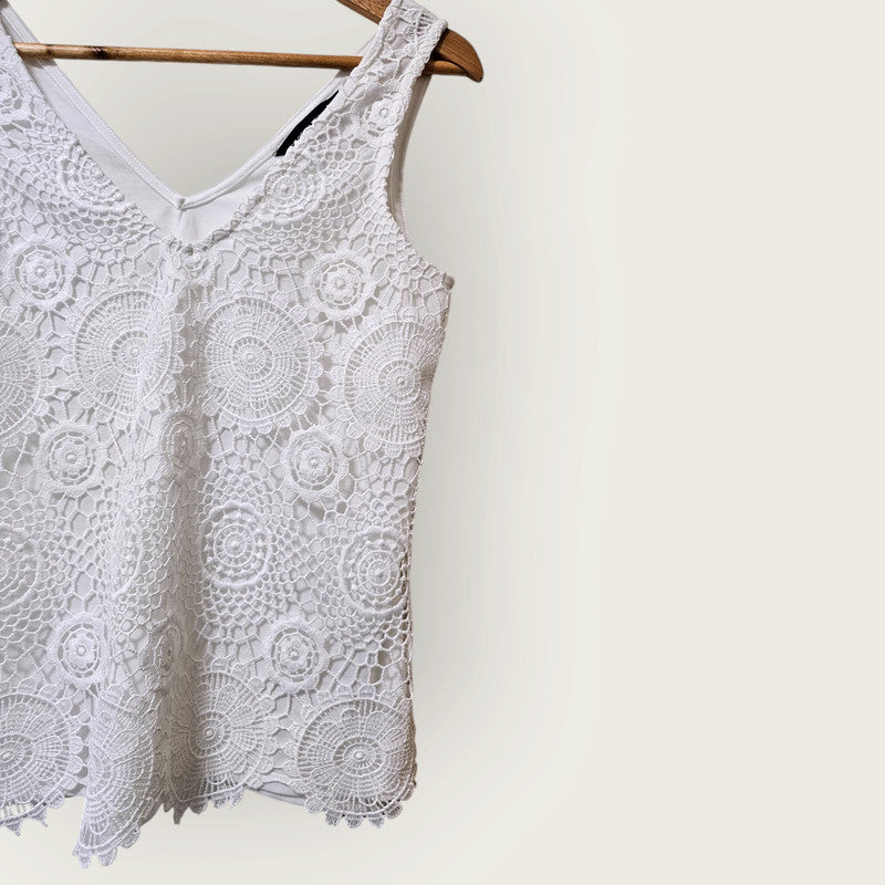 Dorothy Perkins White Cami | Crochet Detail | UK 10