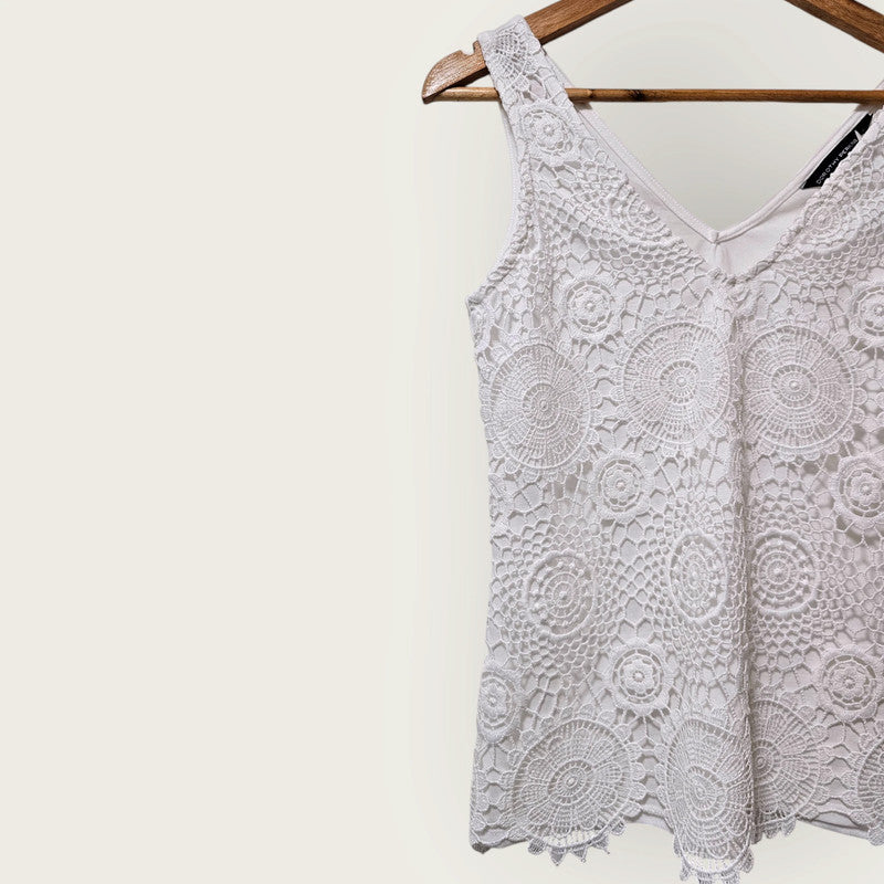 Dorothy Perkins White Cami | Crochet Detail | UK 10