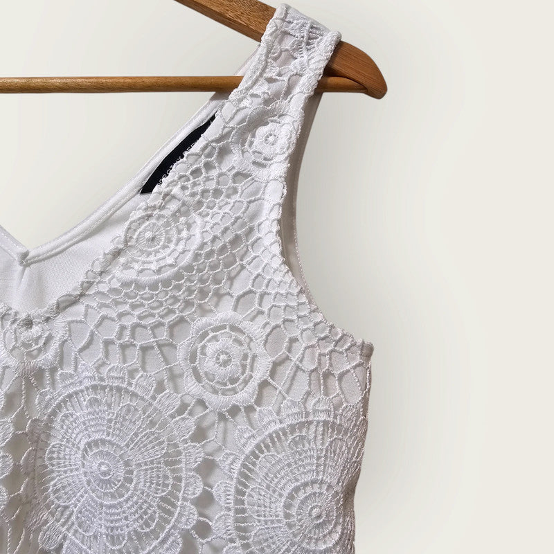 Dorothy Perkins White Cami | Crochet Detail | UK 10