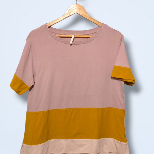 Anthropologie – Size Medium – Pink & Mustard Colourblock T-Shirt