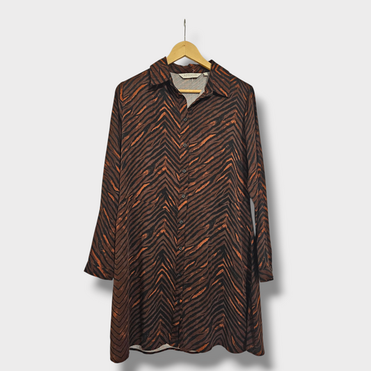 Apricot Animal Print Shirt Dress – Size Small