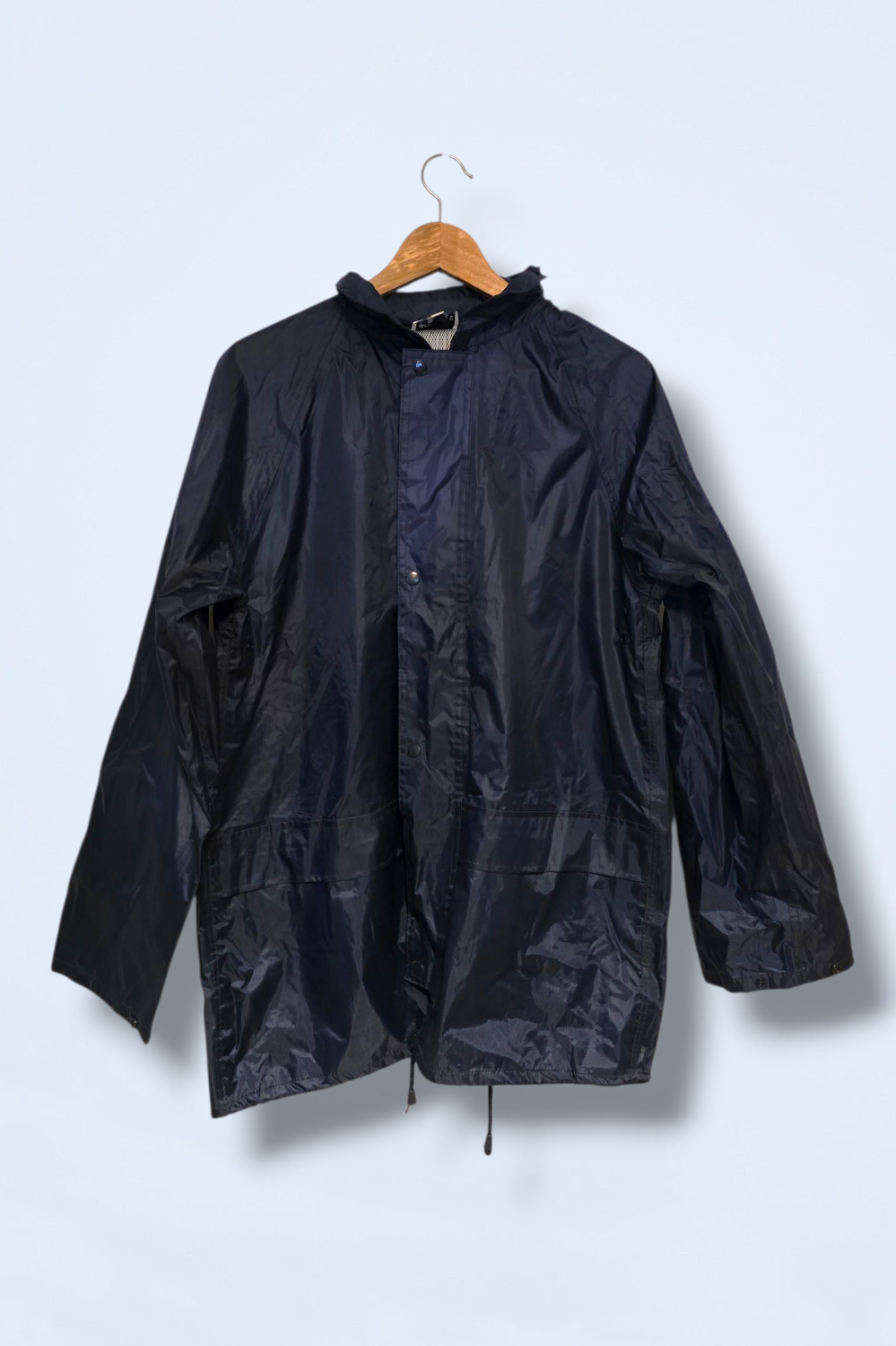 Arco Essentials Navy Blue Rain Coat Size Small Hidden Hood