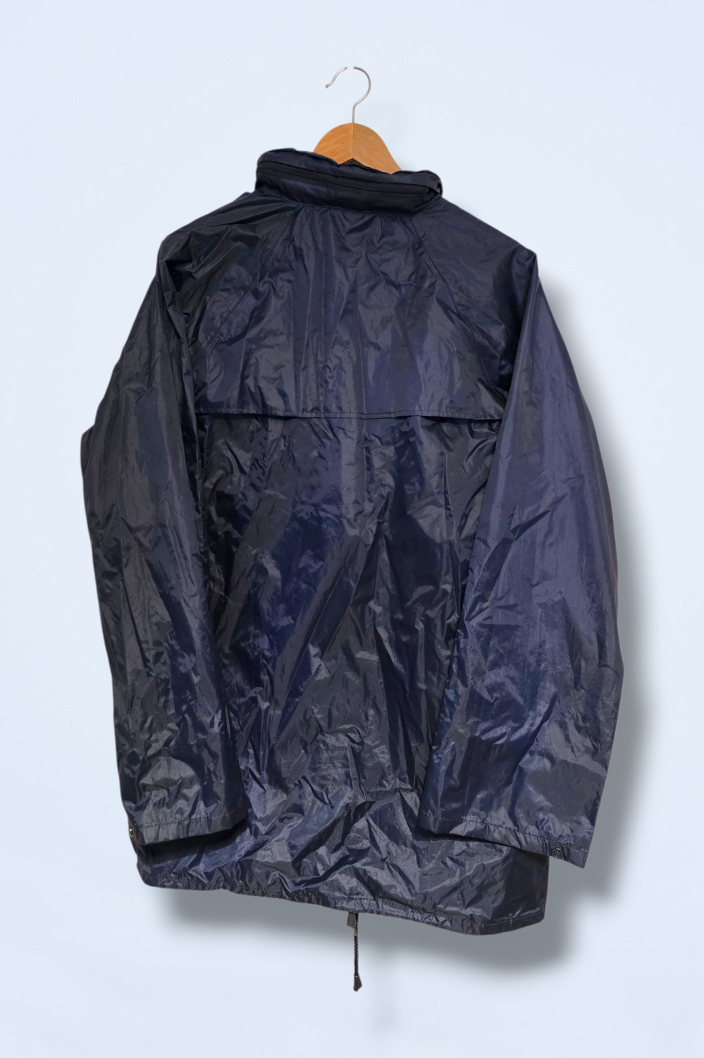 Arco Essentials Navy Blue Rain Coat Size Small Hidden Hood