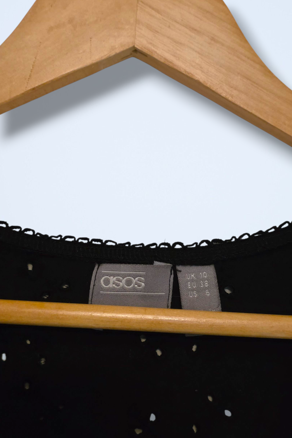 Asos Black Crochet Summer Dress V-Neck Button Top Size 10