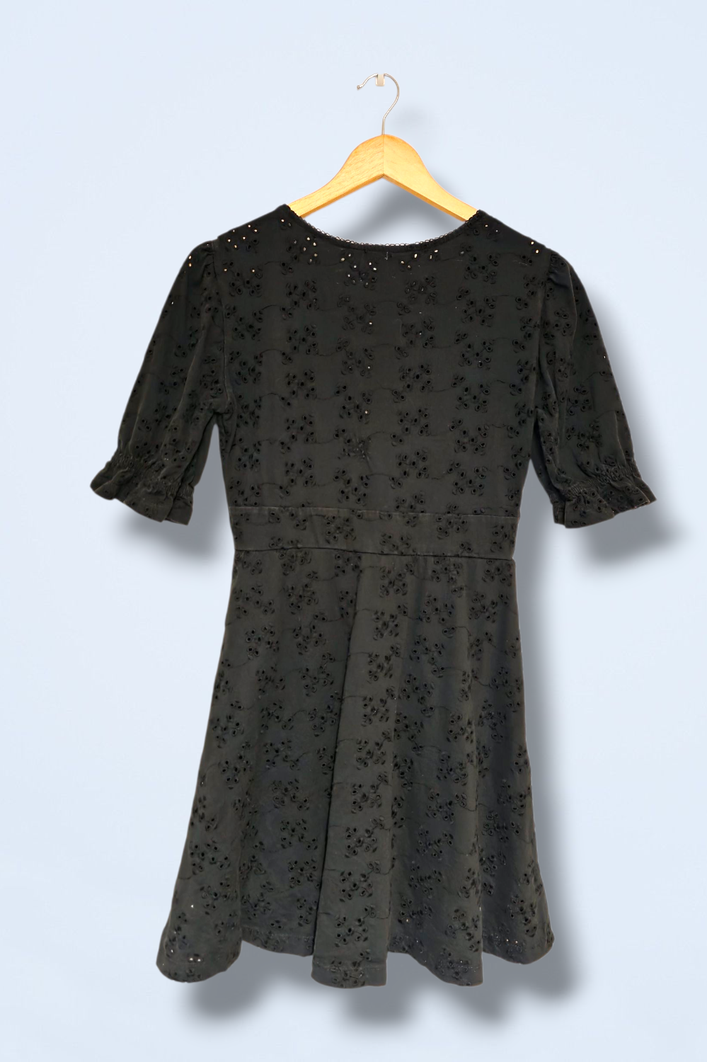 Asos Black Crochet Summer Dress V-Neck Button Top Size 10