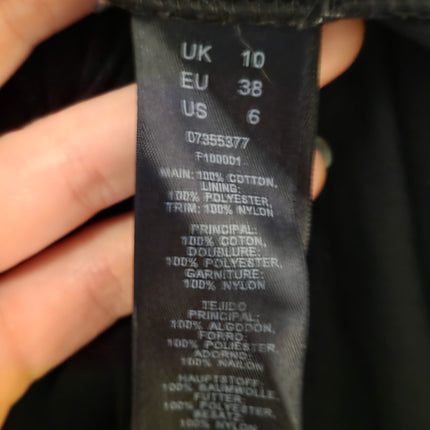 Asos Black Crochet Summer Dress V-Neck Button Top Size 10