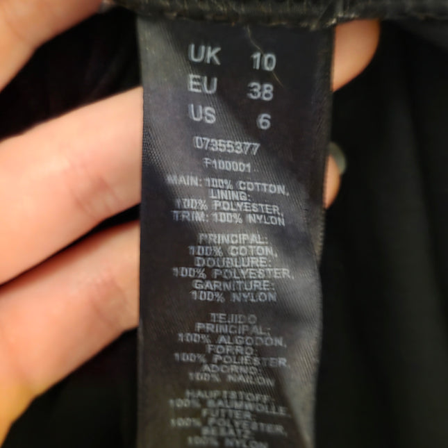 Asos Black Crochet Summer Dress V-Neck Button Top Size 10