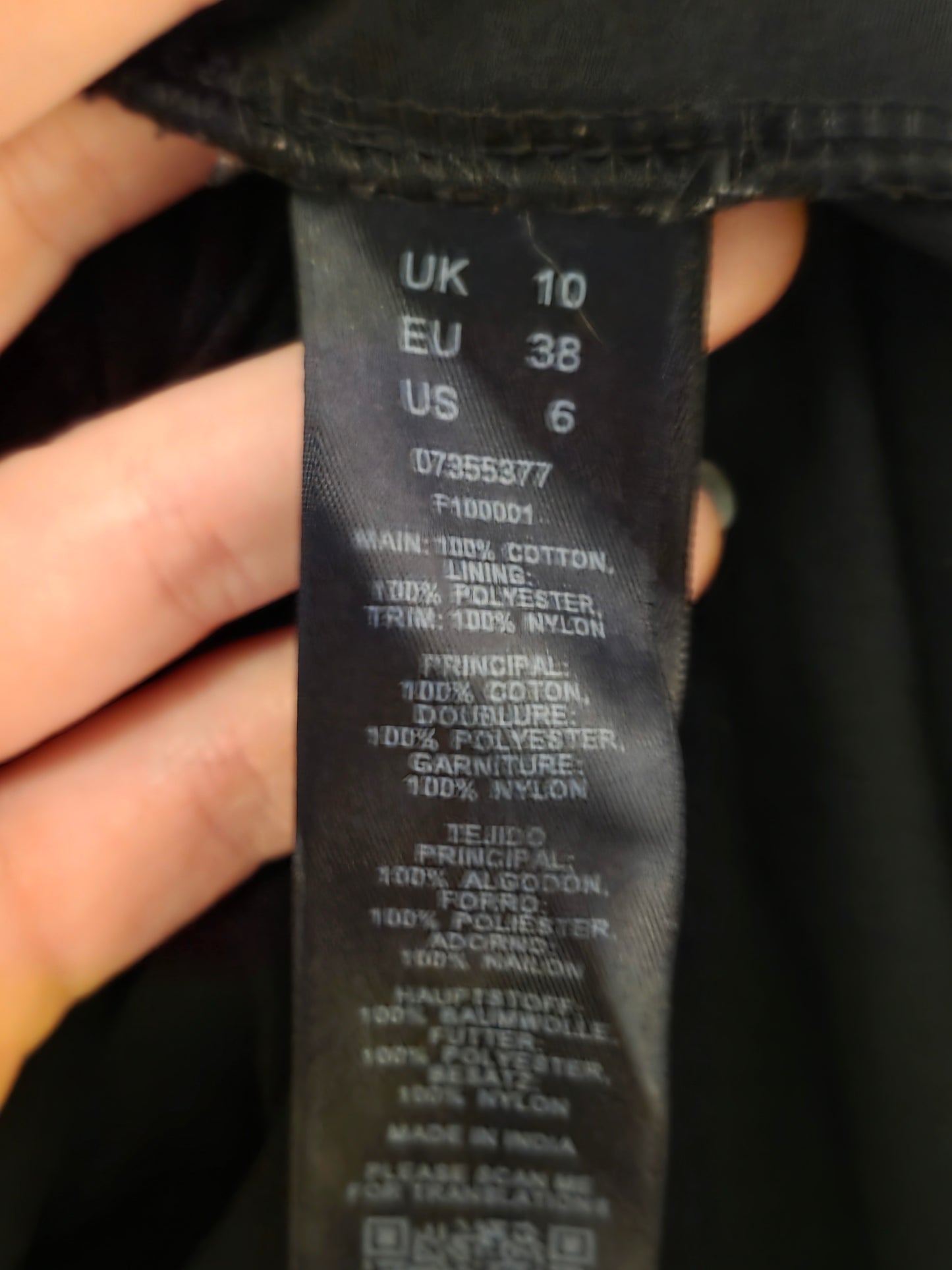 Asos Black Crochet Summer Dress V-Neck Button Top Size 10